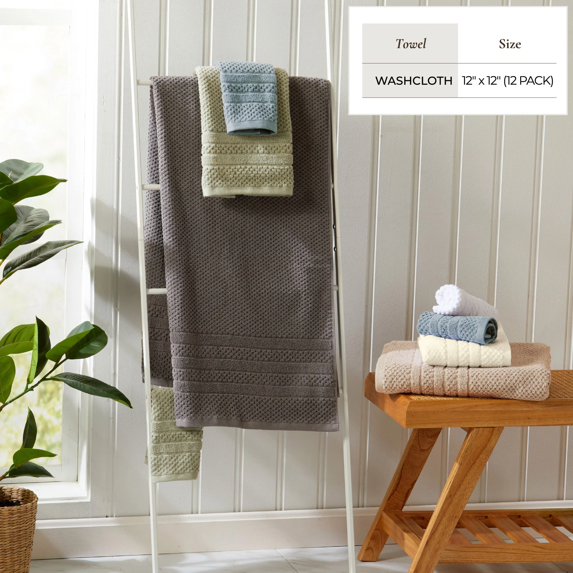 100% Cotton Checkered Jacquard Bath Towel Set - Giuliana Collection - Image 18