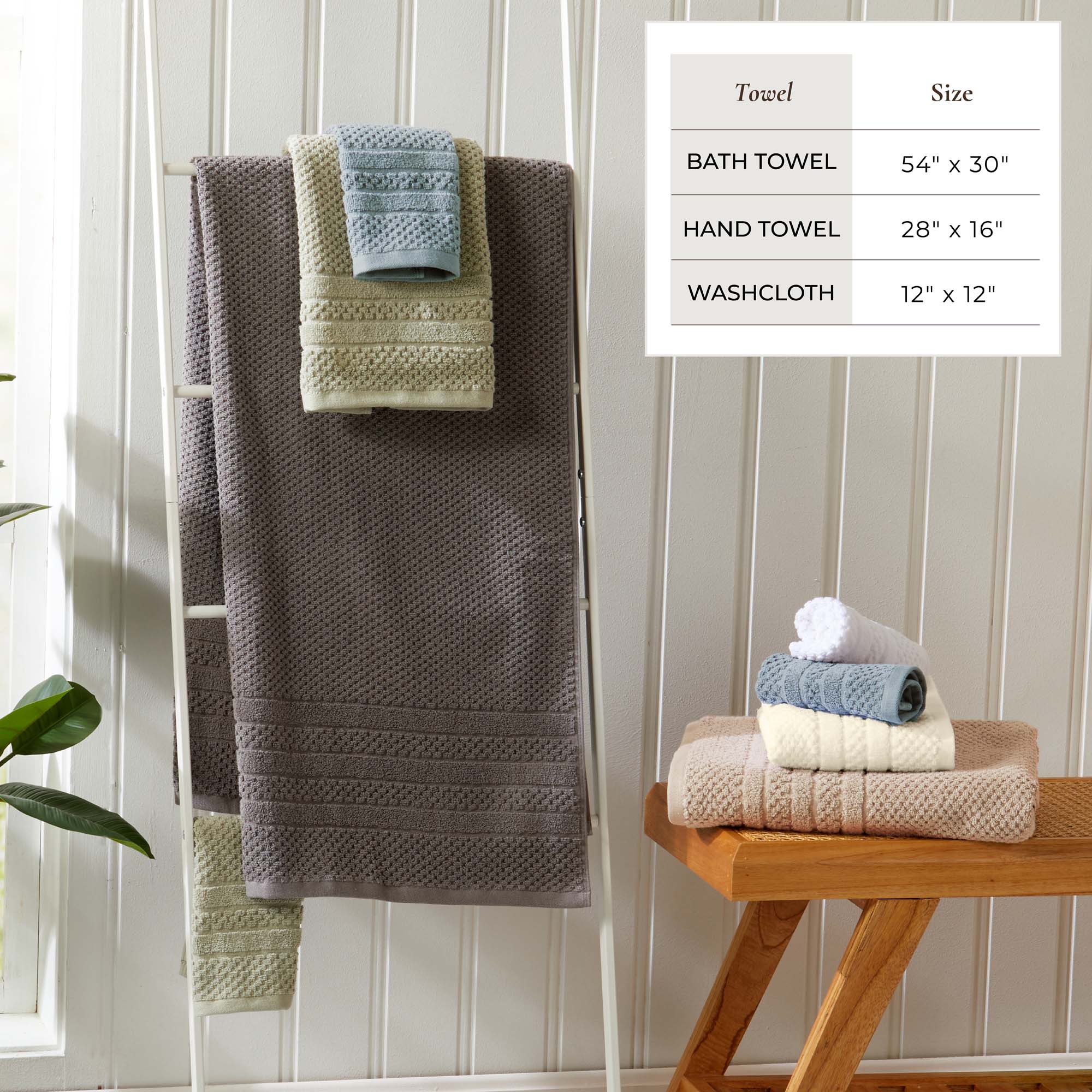 100% Cotton Checkered Jacquard Bath Towel Set - Giuliana Collection - Image 4
