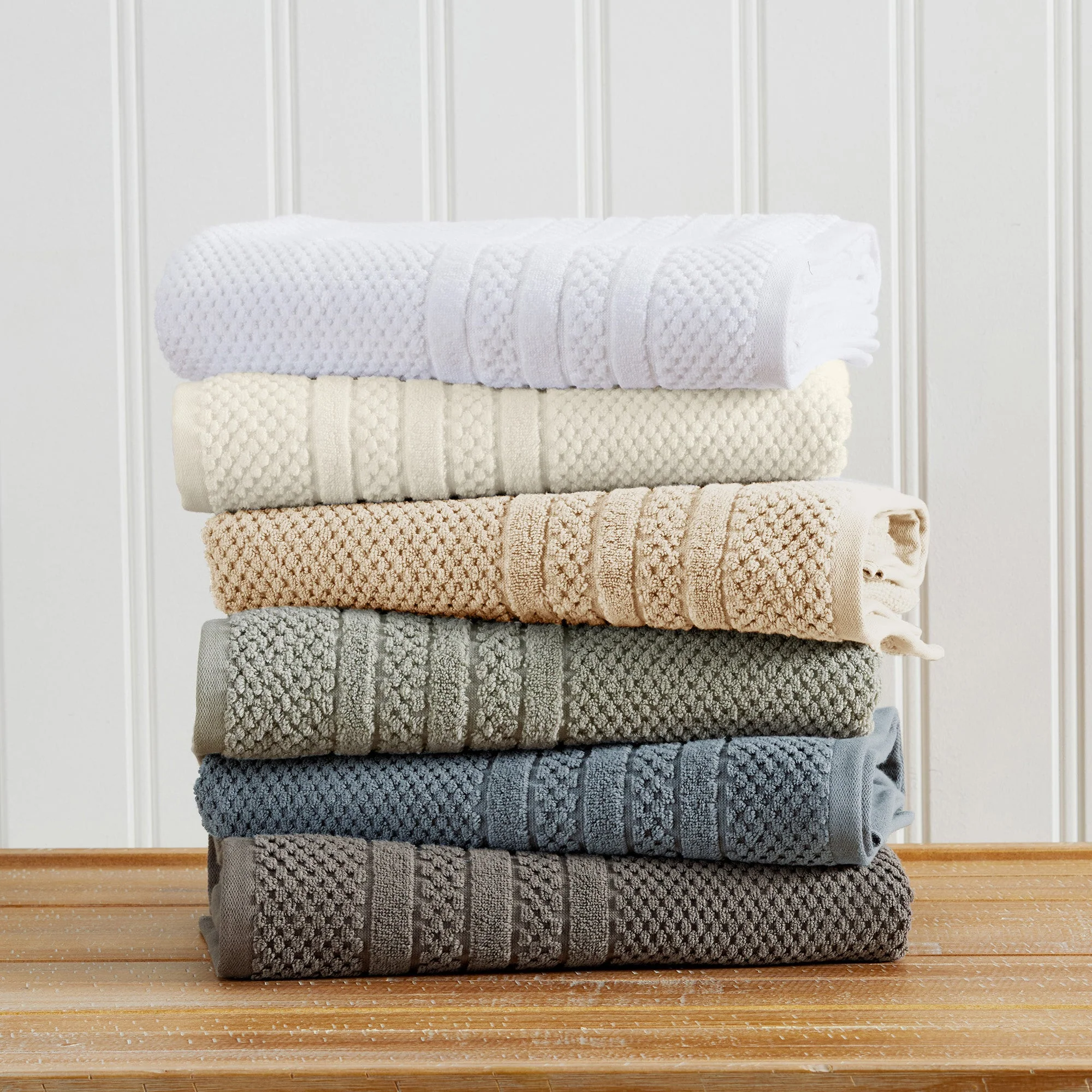 100% Cotton Checkered Jacquard Bath Towel Set - Giuliana Collection - Image 7