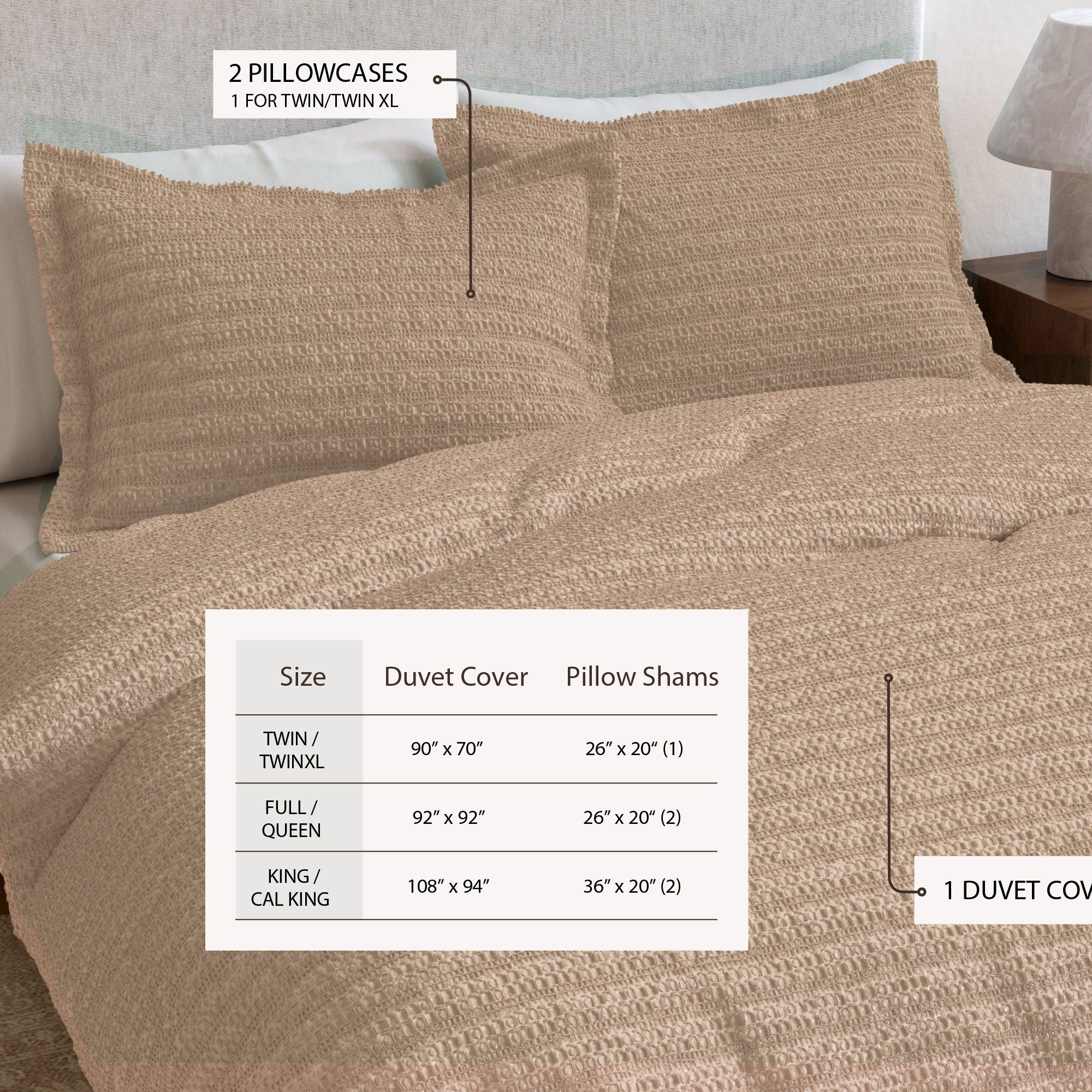 100% Cotton Honeycomb Waffle Duvet Set - Mattea Collection - Image 15