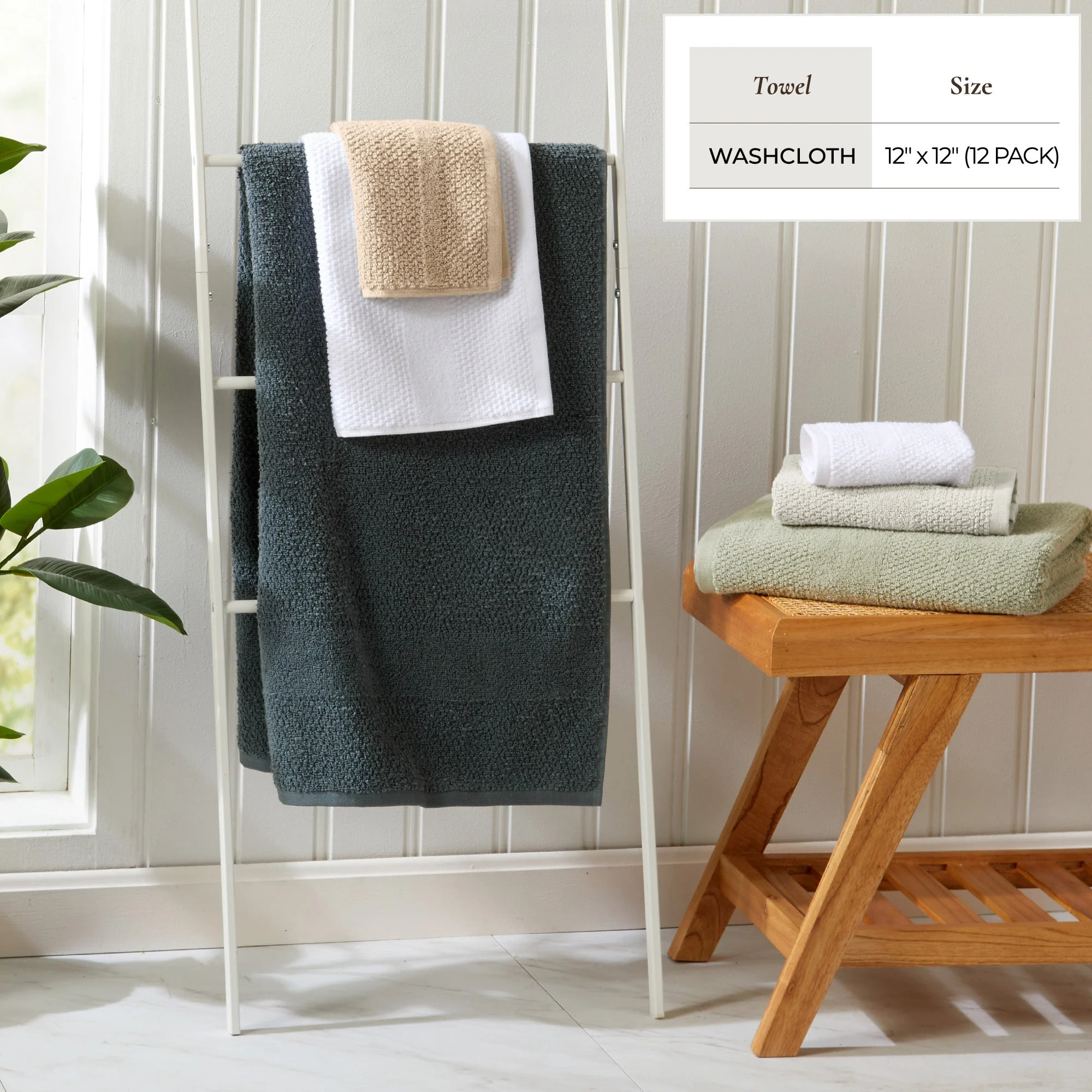 100% Cotton Woven Texture Bath Towel Set - Marbella Collection - Image 18