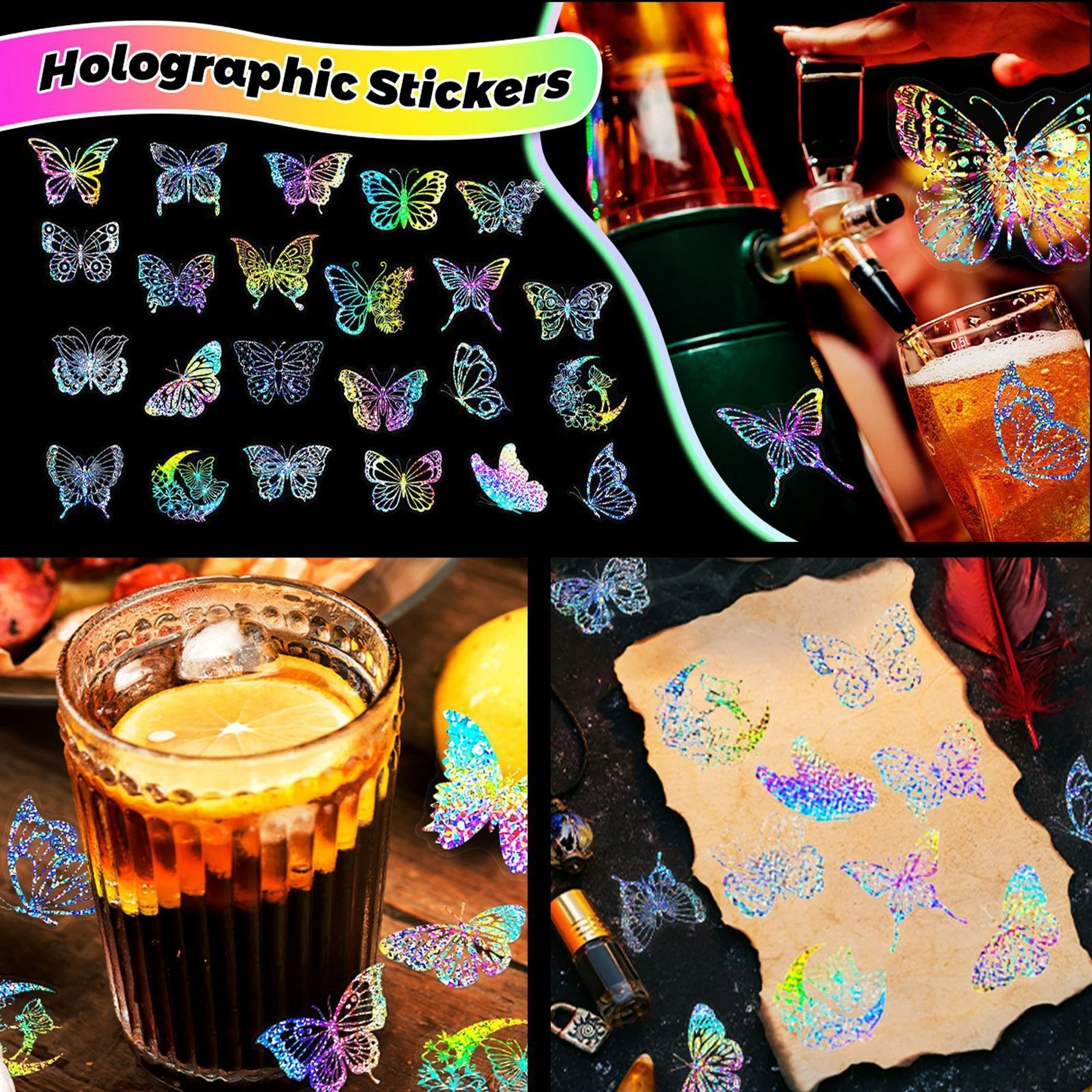 100pcs Butterfly Holographic Stickers – Waterproof Vinyl Set - Image 6