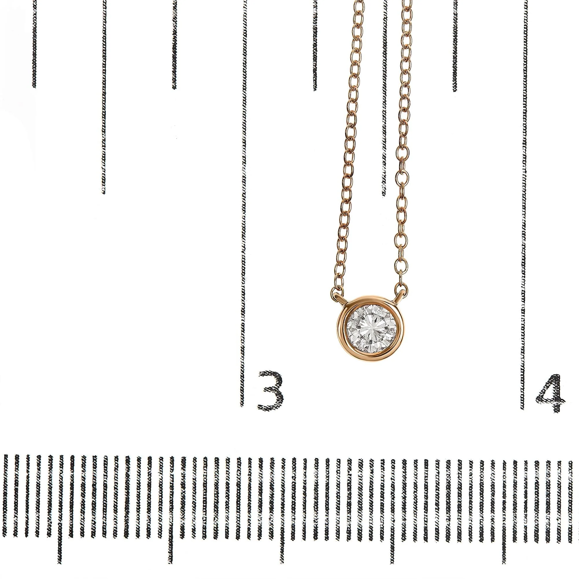 10K Rose Gold 3/10 Carat Round Brilliant-Cut Diamond Modern Bezel-Set Solitaire 16"-18" Pendant Necklace (H-I Color, SI2-I1 Clarity) - Image 6