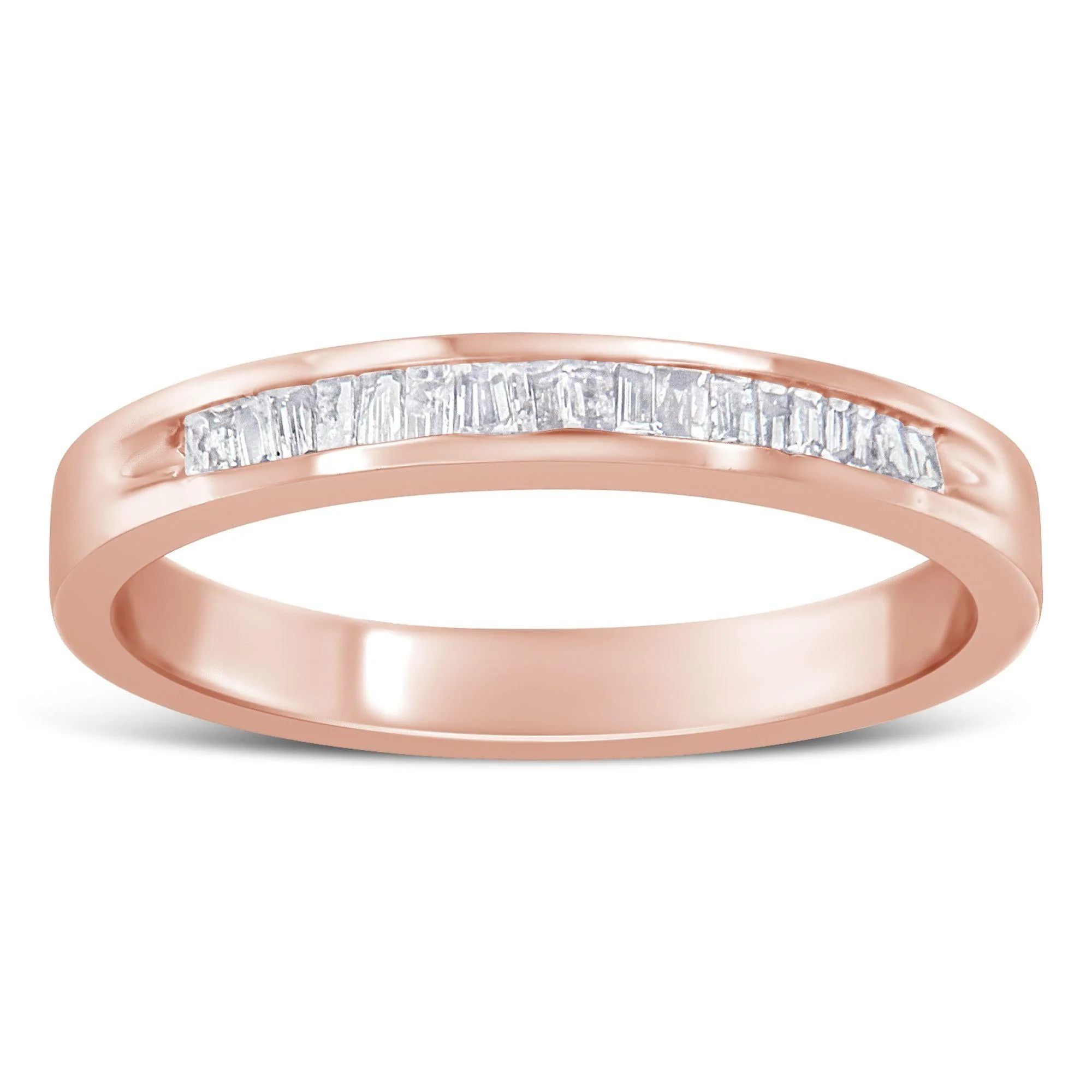 10K Rose Gold over .925 Sterling Silver 1/5 Cttw Diamond Channel-Set Stackable Band Ring (H-I Color, I1-I2 Clarity) - Image 4