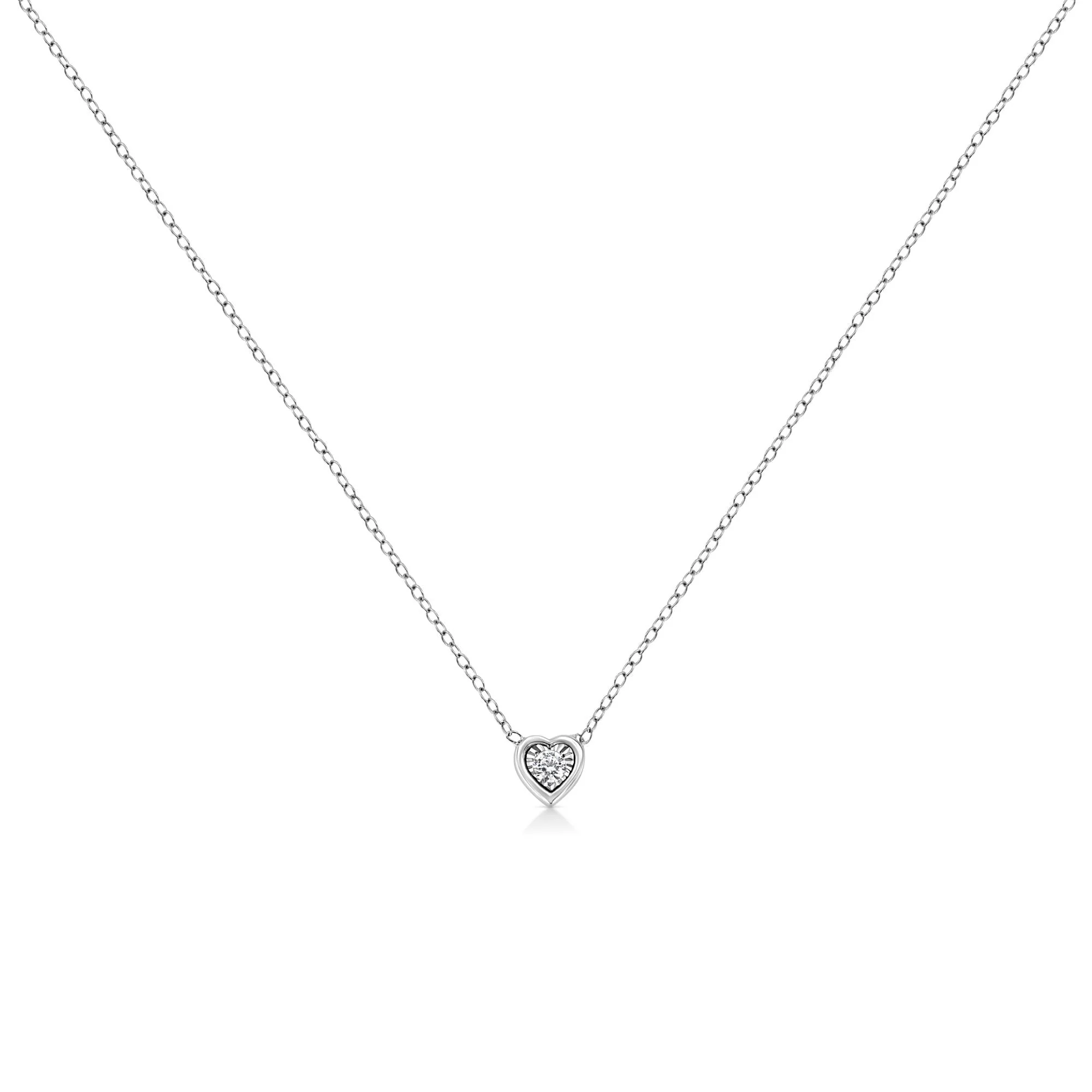 10K White Gold 1/10 Cttw Miracle Set Round-Cut Diamond 18" Pendant Necklace - Choice of Shape - Image 13