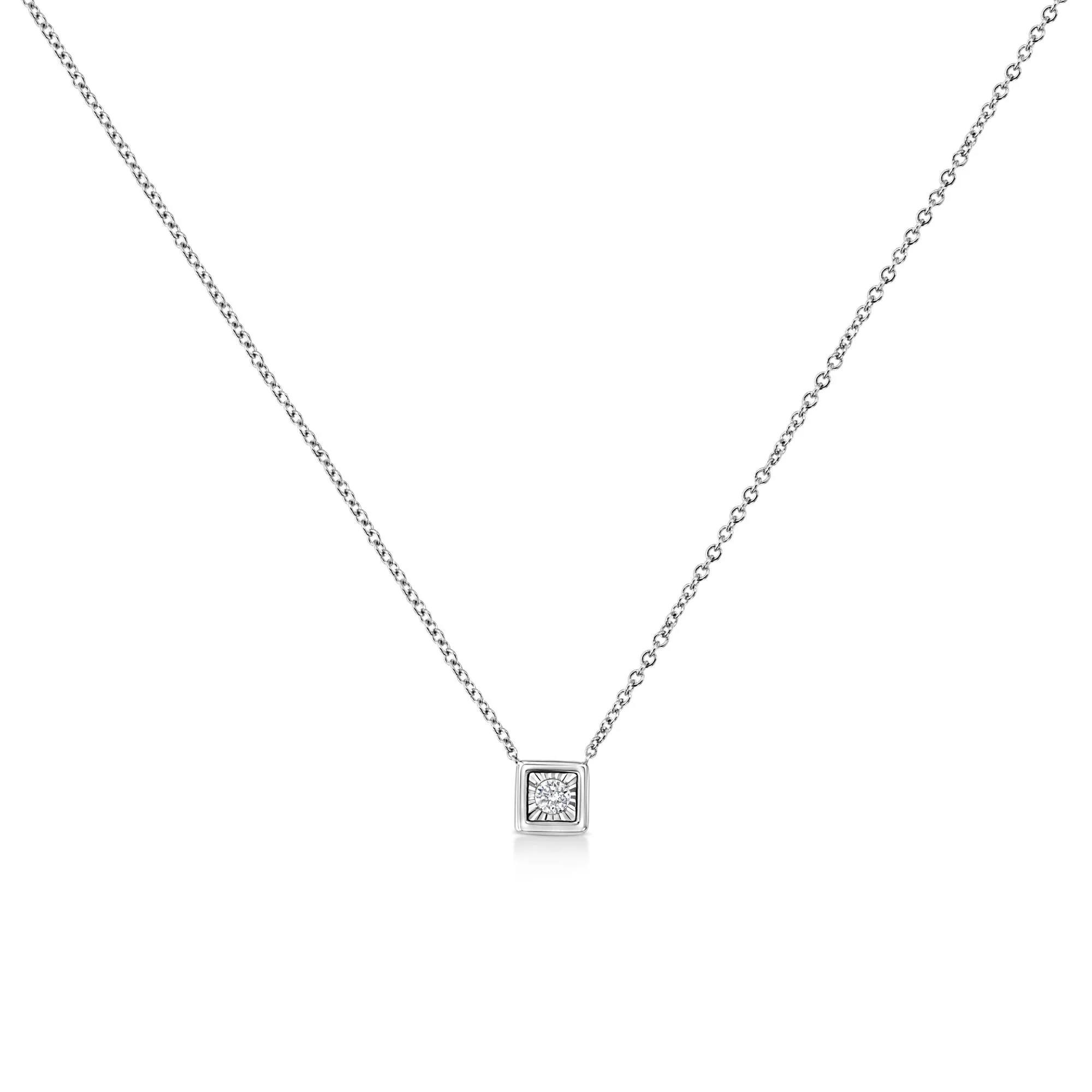 10K White Gold 1/10 Cttw Miracle Set Round-Cut Diamond 18" Pendant Necklace - Choice of Shape - Image 14