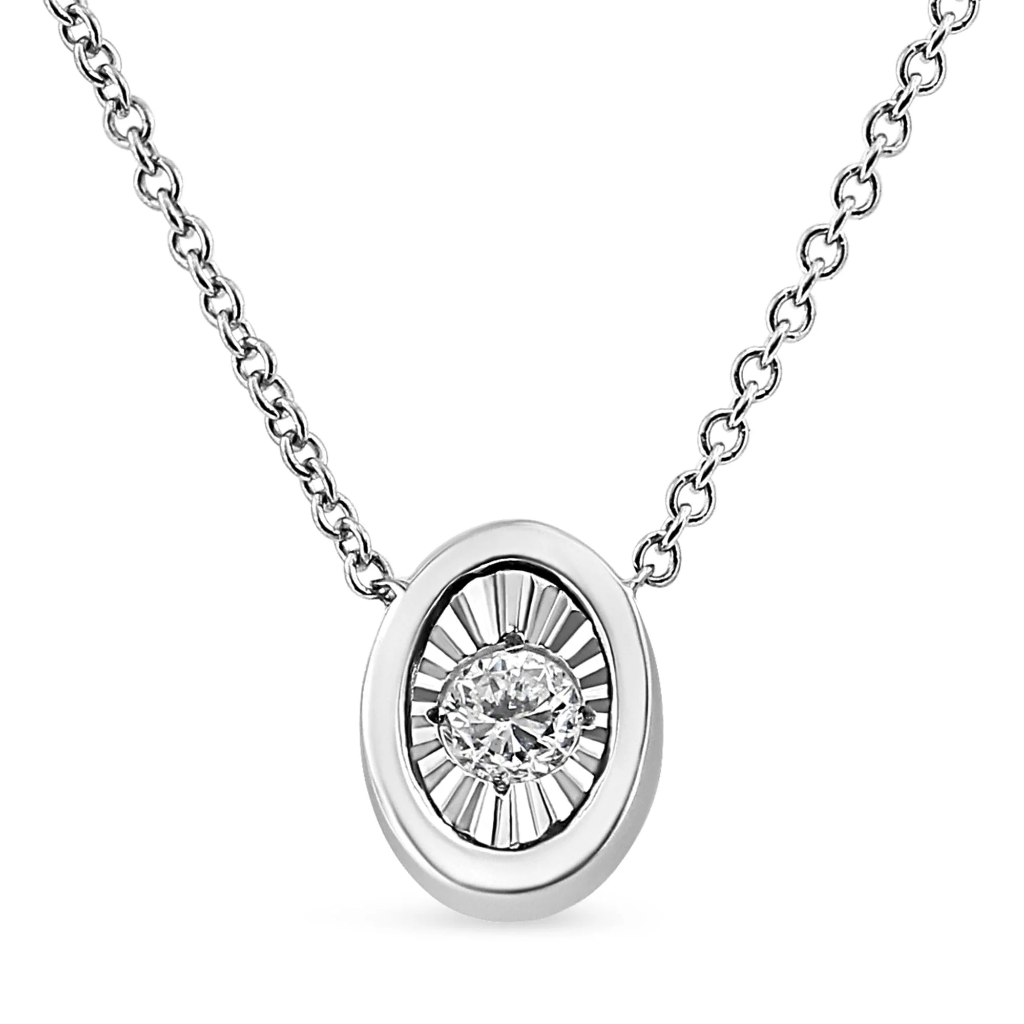 10K White Gold 1/10 Cttw Miracle Set Round-Cut Diamond 18" Pendant Necklace - Choice of Shape - Image 24