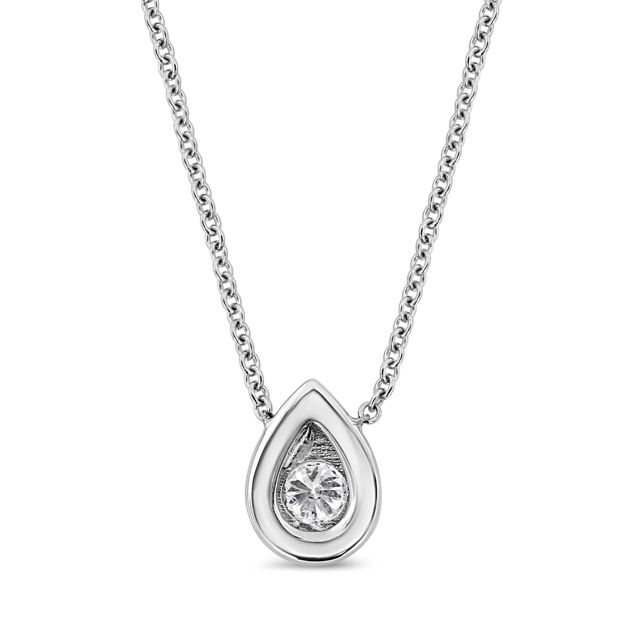 10K White Gold 1/10 Cttw Miracle Set Round-Cut Diamond 18" Pendant Necklace - Choice of Shape - Image 9