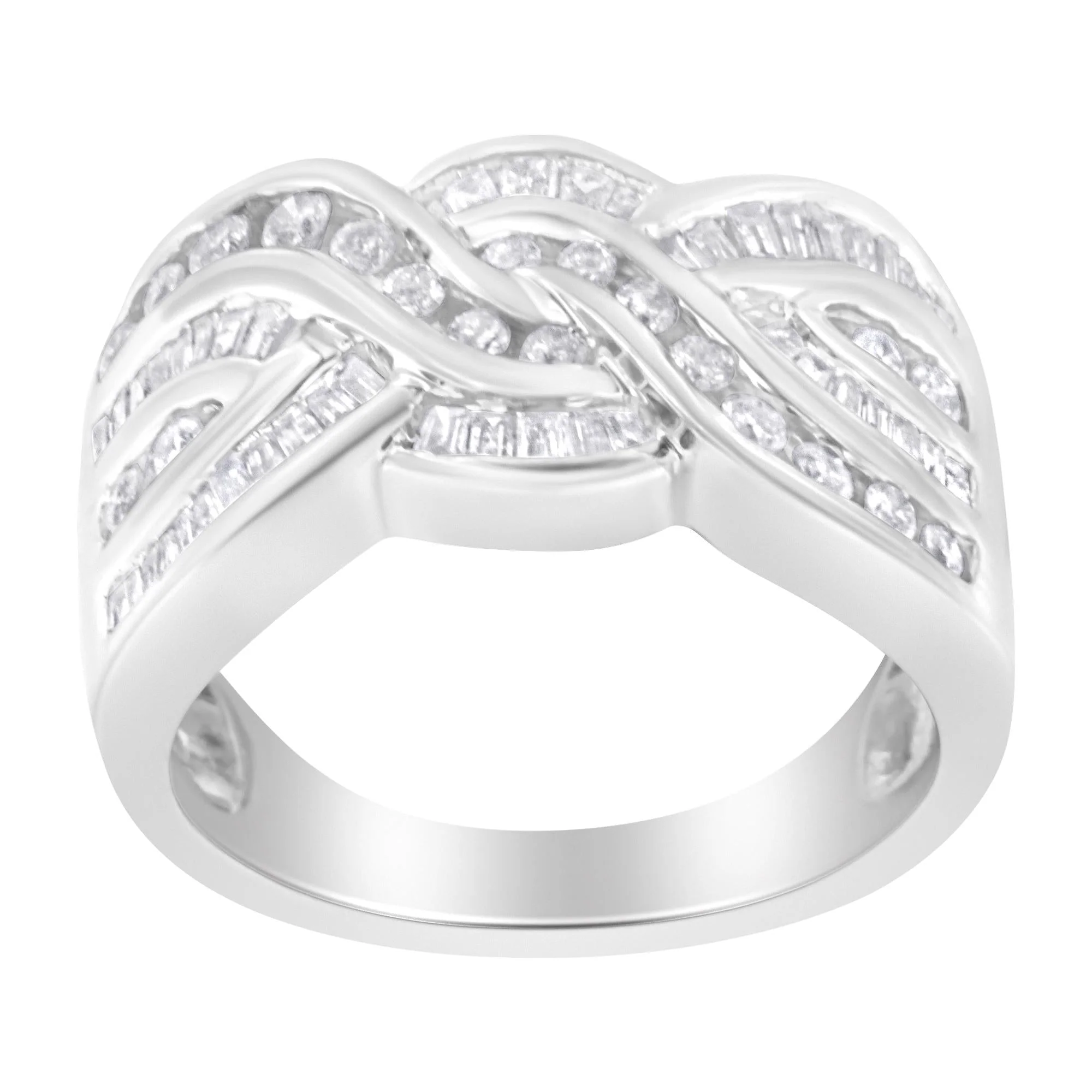 10K White Gold Diamond Bypass Ring (1 Cttw, H-I Color, I1-I2 Clarity) - Image 2
