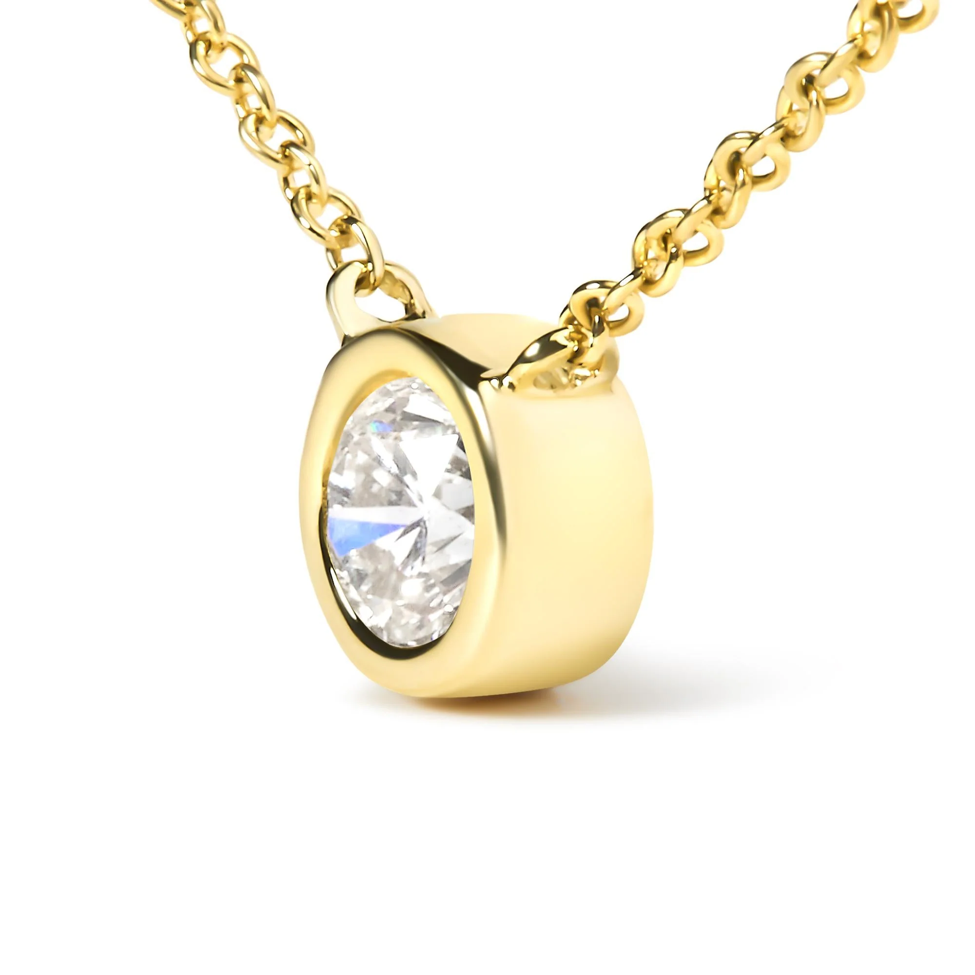 10K Yellow Gold 3/10 Carat Round Brilliant-Cut Diamond Modern Bezel-Set Solitaire 16"-18" Pendant Necklace (H-I Color, SI2-I1 Clarity) - Image 6