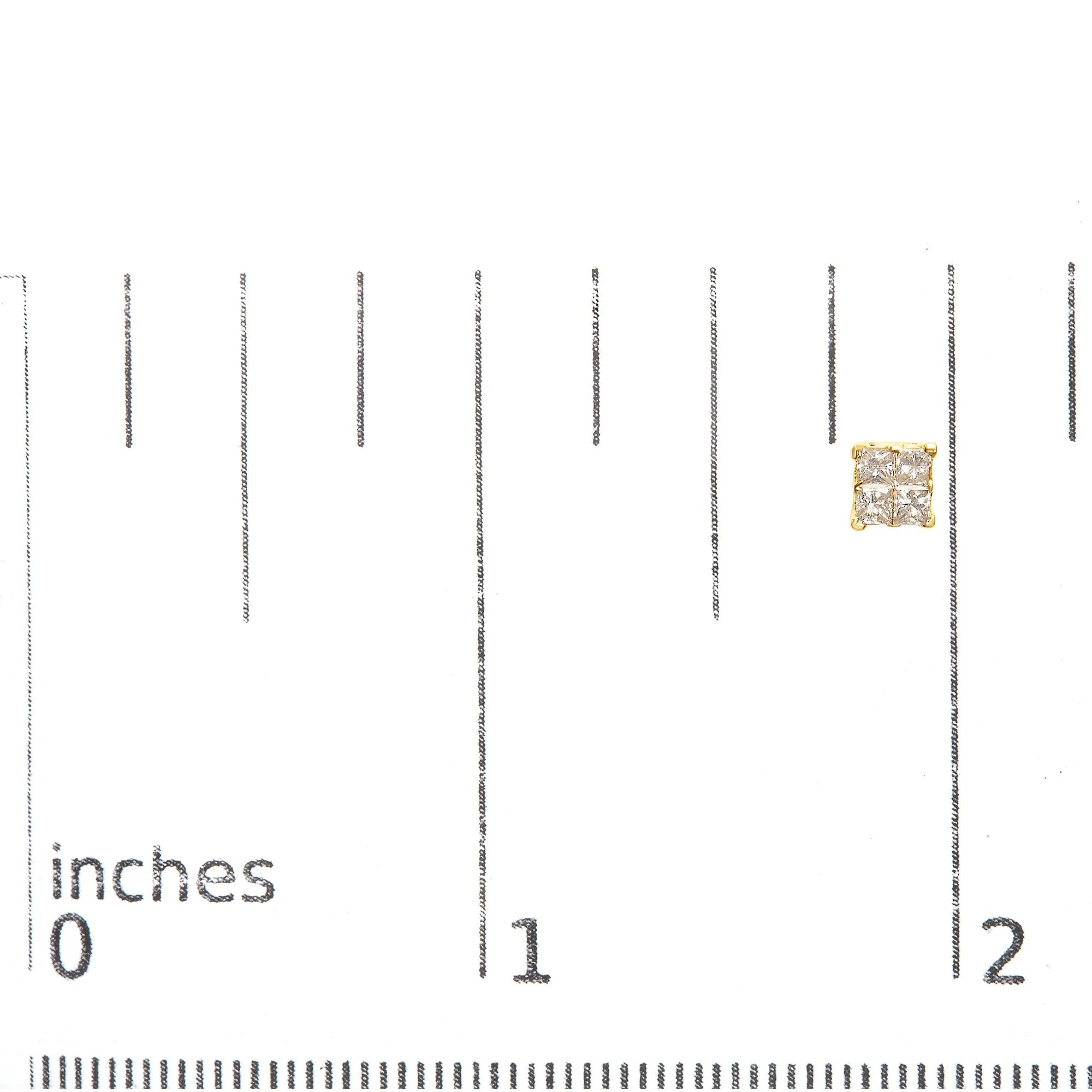 10K Yellow Gold 3/4 Cttw Invisible Set Princess-Cut Diamond Composite Square Stud Earrings (I-J Color, I2-I3 Clarity) - Image 6