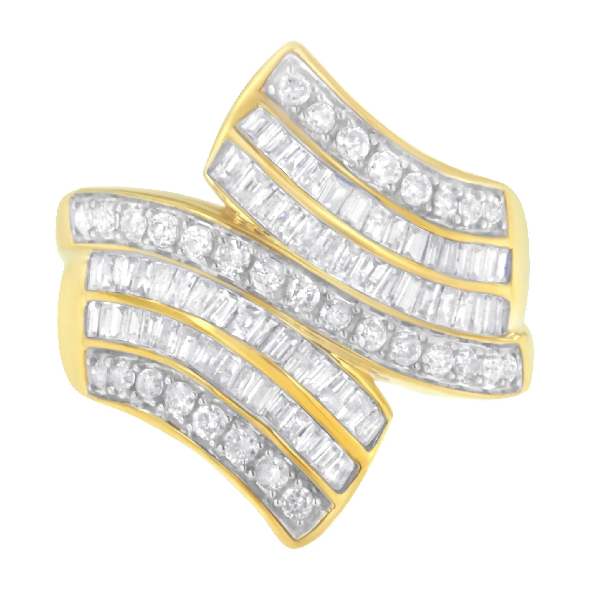 10K Yellow Gold Diamond Bypass Ring (1 1/7 Cttw, I-J Color, I1-I2 Clarity) - Image 4