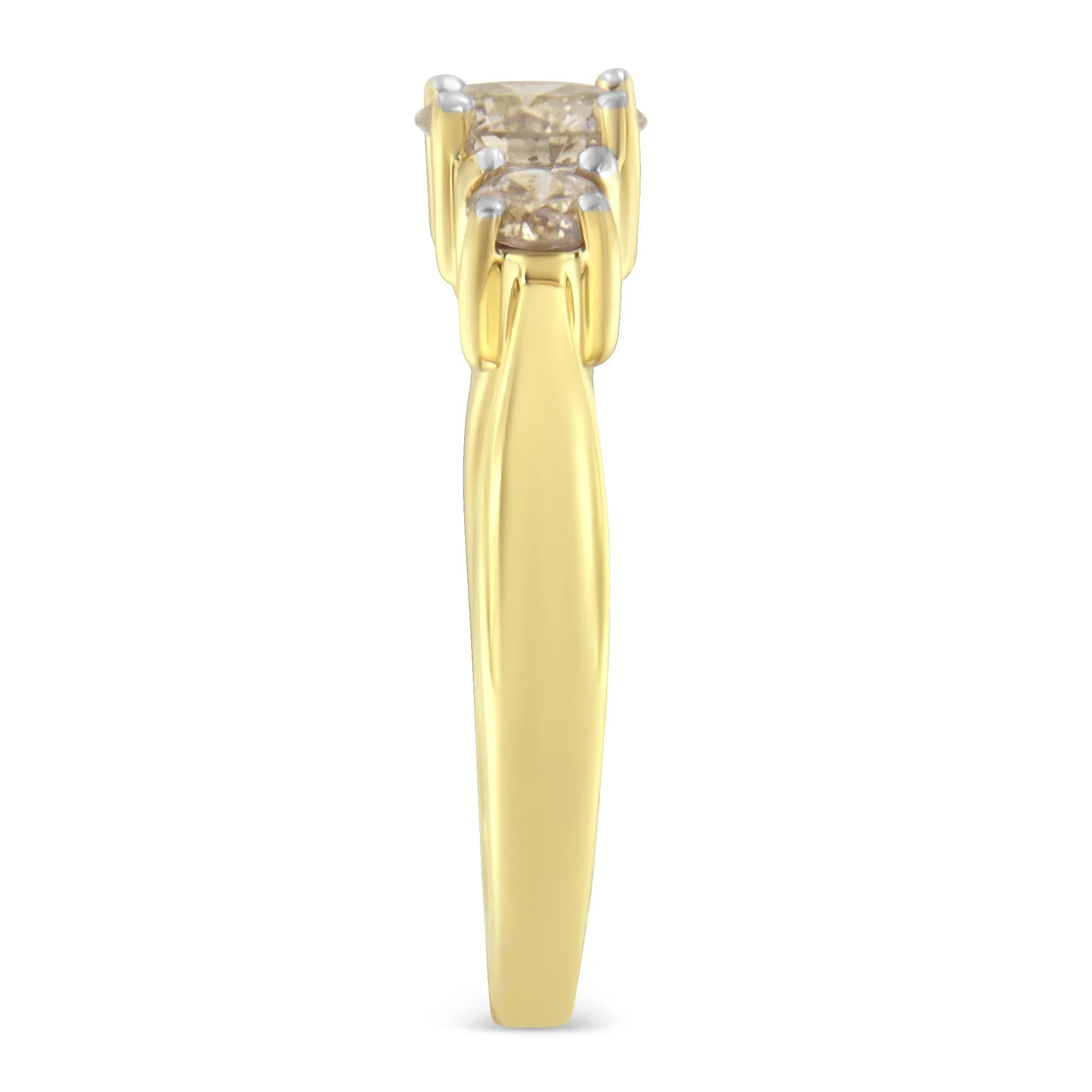 10K Yellow Gold Three Stone Diamond Band Ring (1.00 cttw, J-K Color, I2-I3 Clarity) - Image 6