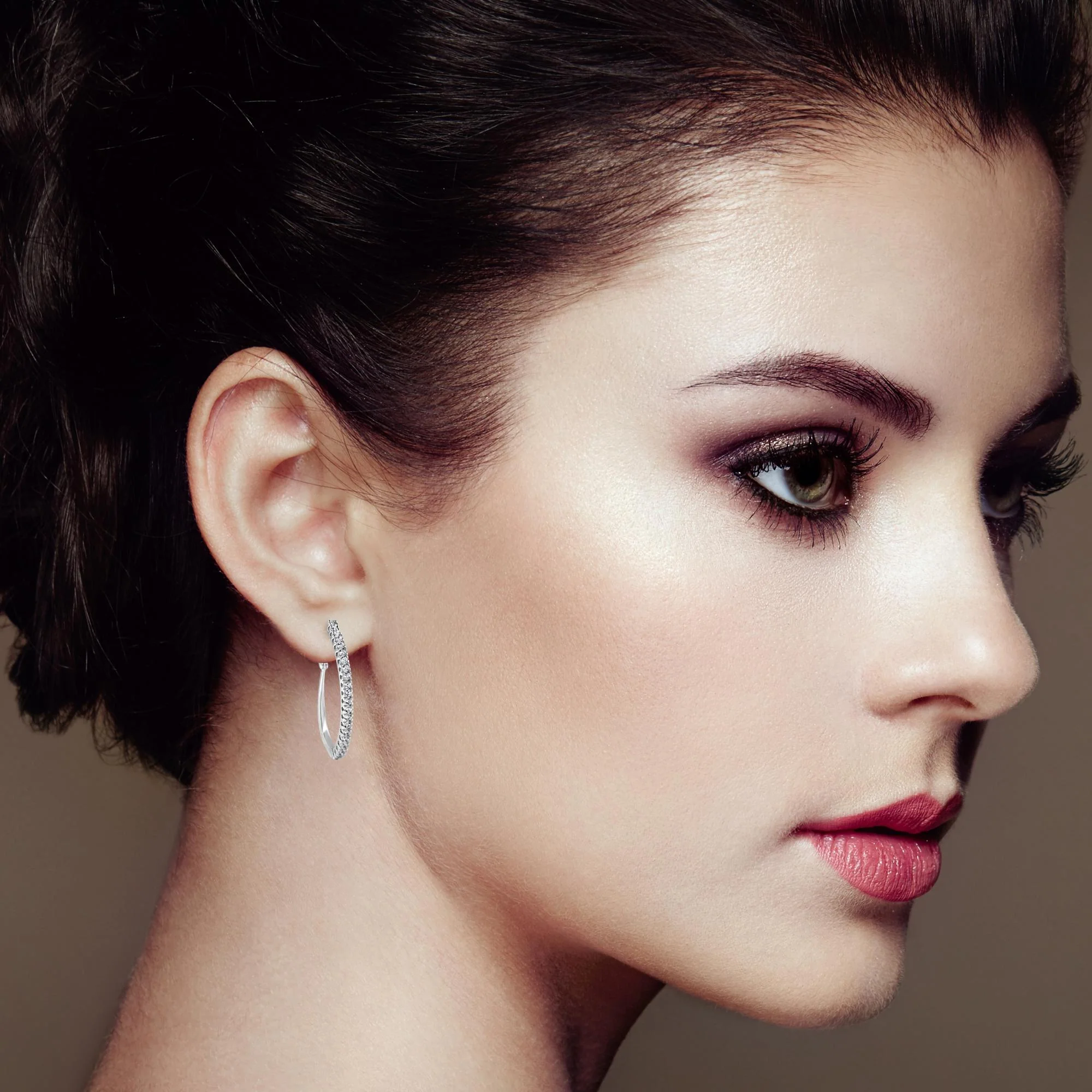 10KT White Gold 1 cttw Diamond Hoop Earrings (I-J Clarity, I2-I3 Color) - Image 3