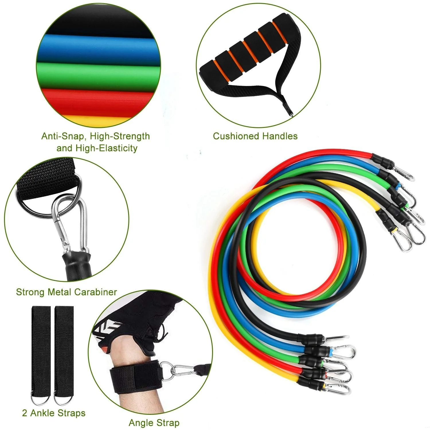 11Pcs Resistance Bands Set Fitness Workout Tubes Exercise Tube Bands Up to 100lbs - Image 2