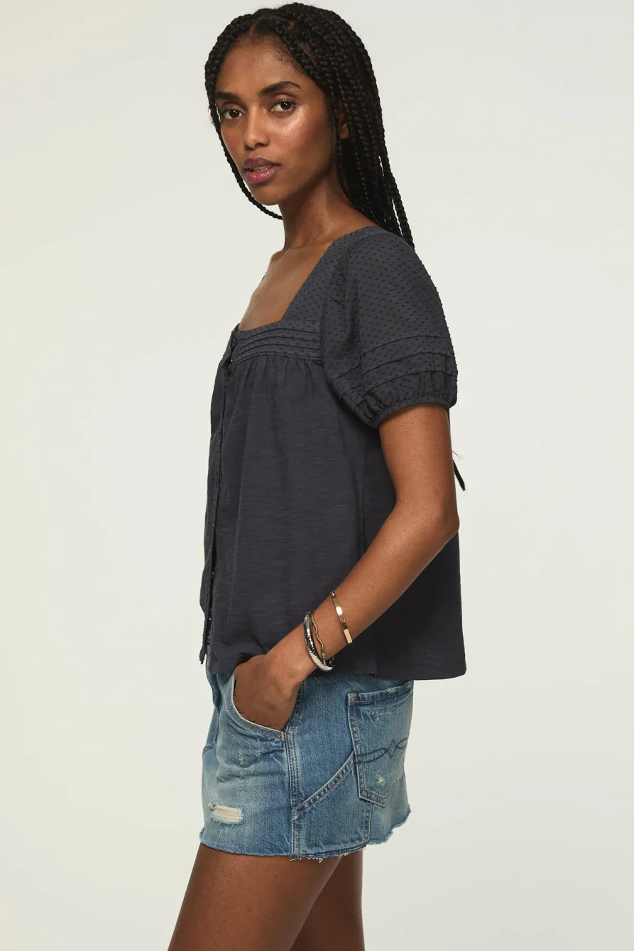Lucky Brand Women's Short Sleeve Square Neck Top - India Ink - Image 2