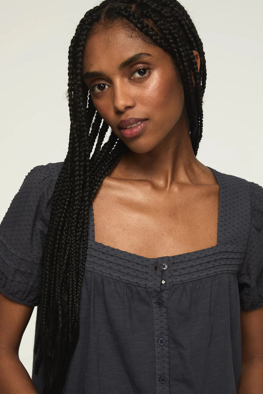 Lucky Brand Women's Short Sleeve Square Neck Top - India Ink - Image 5