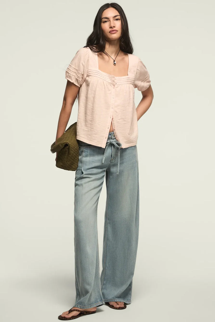 Lucky Brand Women's Short Sleeve Square Neck Top - Sepia Rose - Image 5