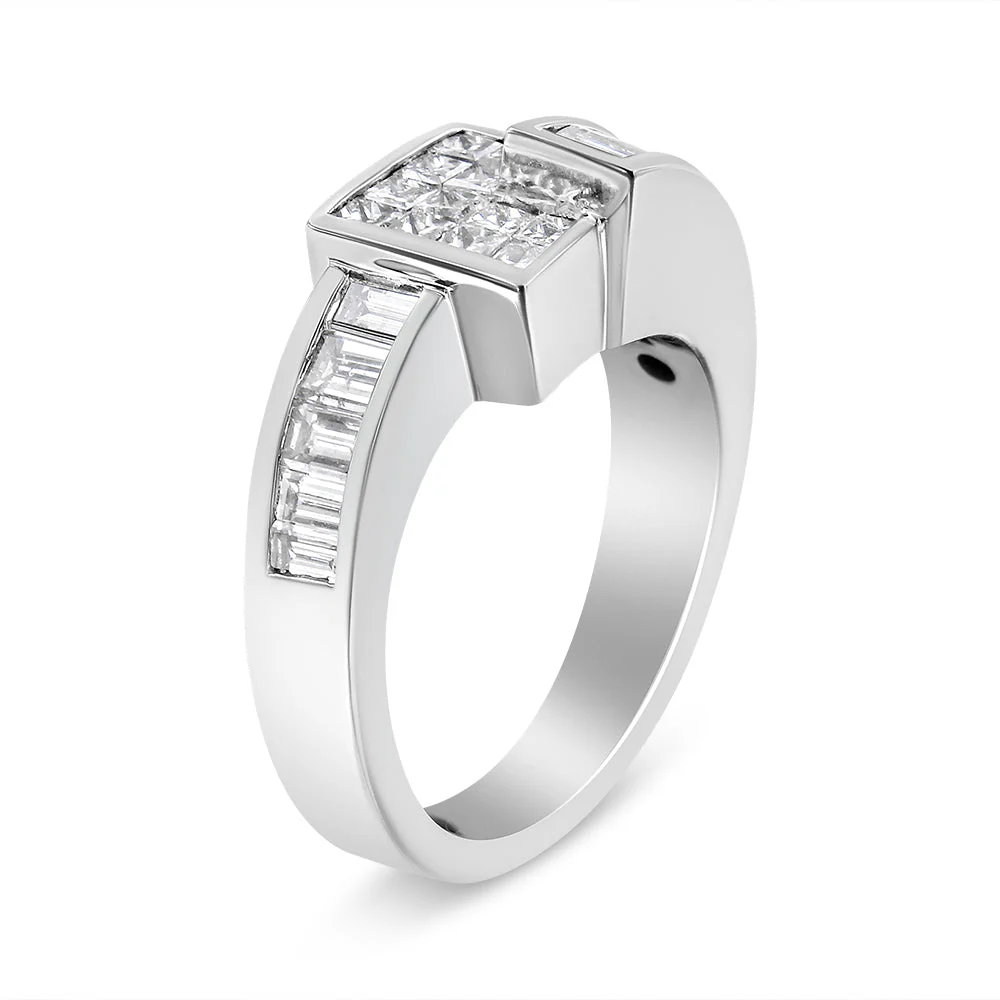 14K Gold 1 1/2 Cttw Channel-Set Princess and Baguette-Cut Diamond Bypass Ring Band (G-H Color, SI2-I1 Clarity) - Image 4