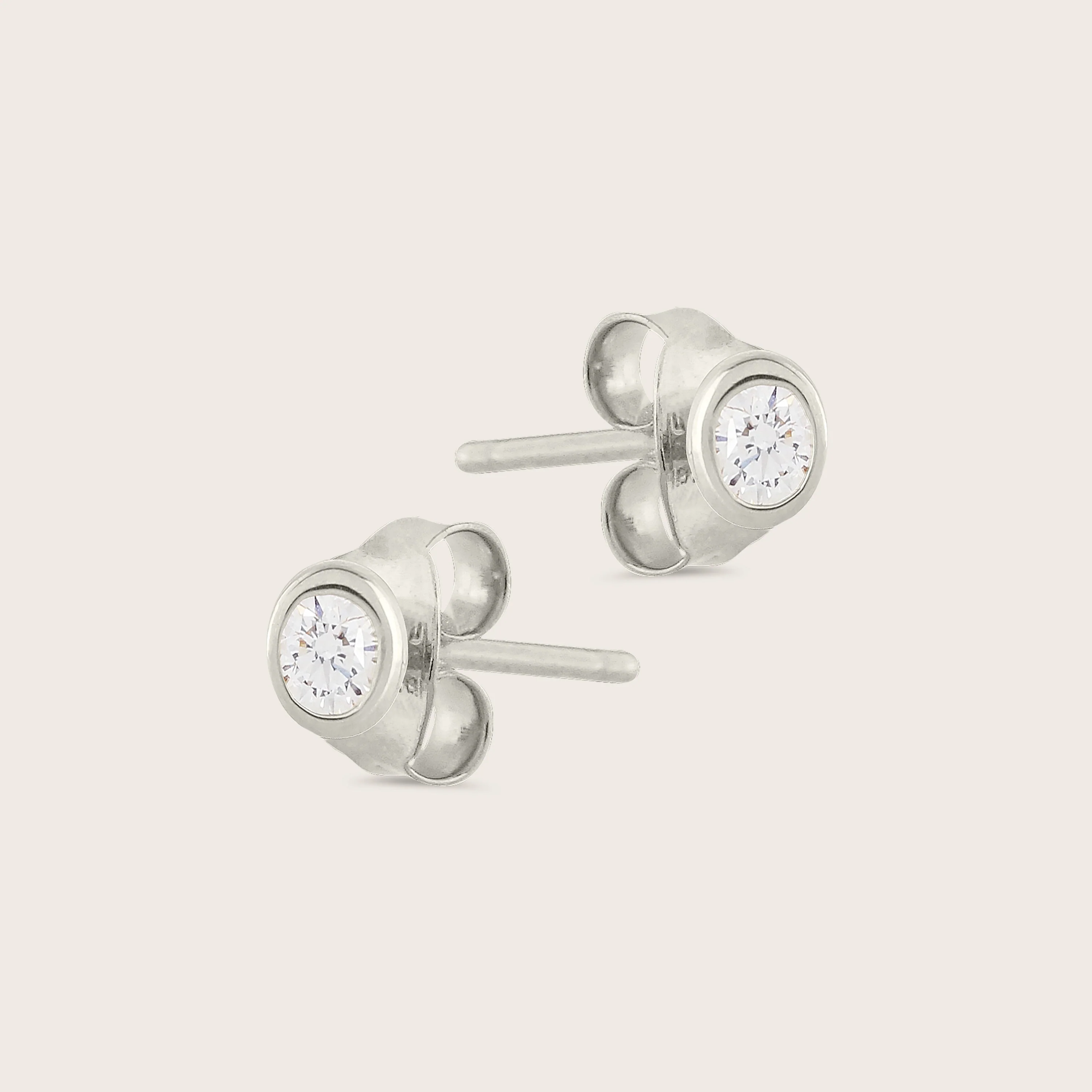 14k Gold Bezel Lab Grown Diamond Stud Earrings - Image 7