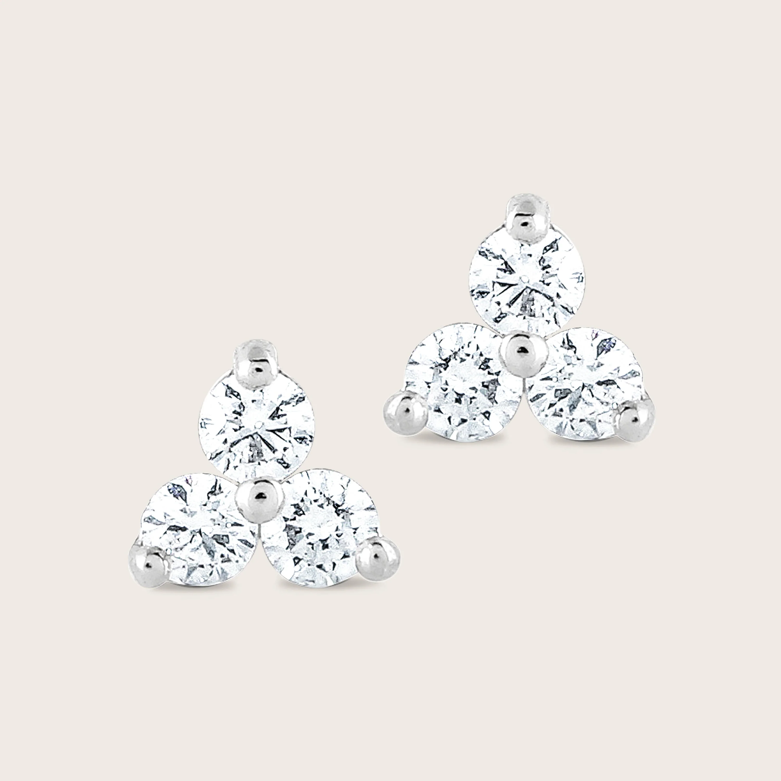 14k Gold Lab Grown Diamond Triplet Stud Earrings - Image 7