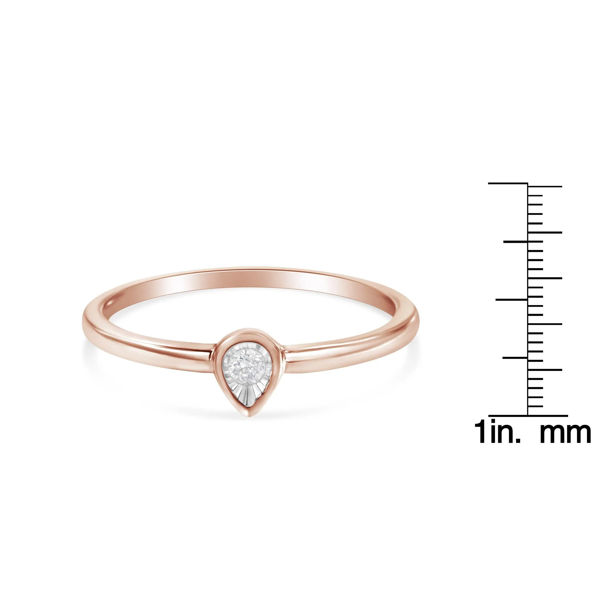 14K Rose Gold Plated .925 Sterling Silver 1/20 Carat Diamond Teardrop Pear-Shaped Miracle Set Petite Fashion Ring (J-K Color, I1-I2 Clarity) - Image 6