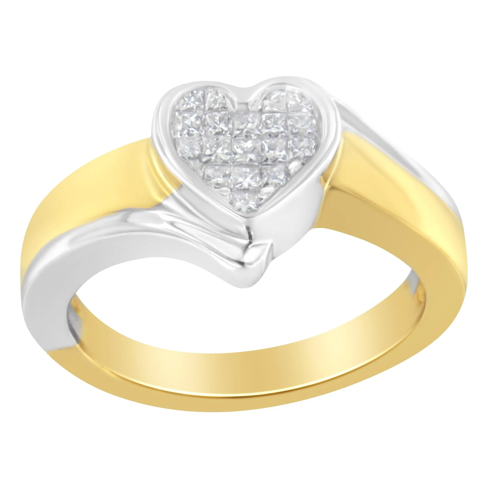 14K Two-Toned Gold Princess-Cut Diamond Heart Promise Ring (1/4 Cttw, H-I Color, I1-I2 Clarity) - Image 4