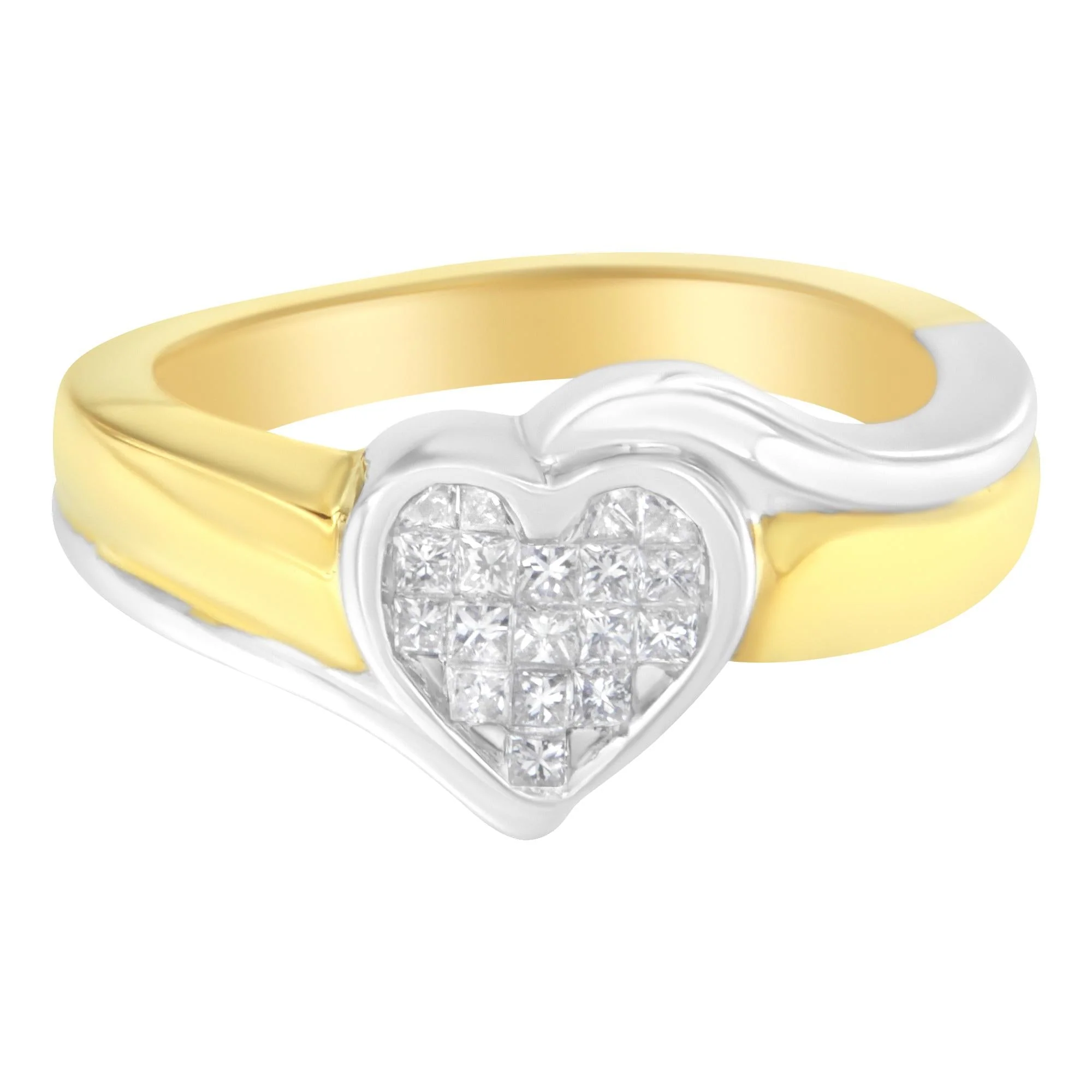 14K Two-Toned Gold Princess-Cut Diamond Heart Promise Ring (1/4 Cttw, H-I Color, I1-I2 Clarity) - Image 5
