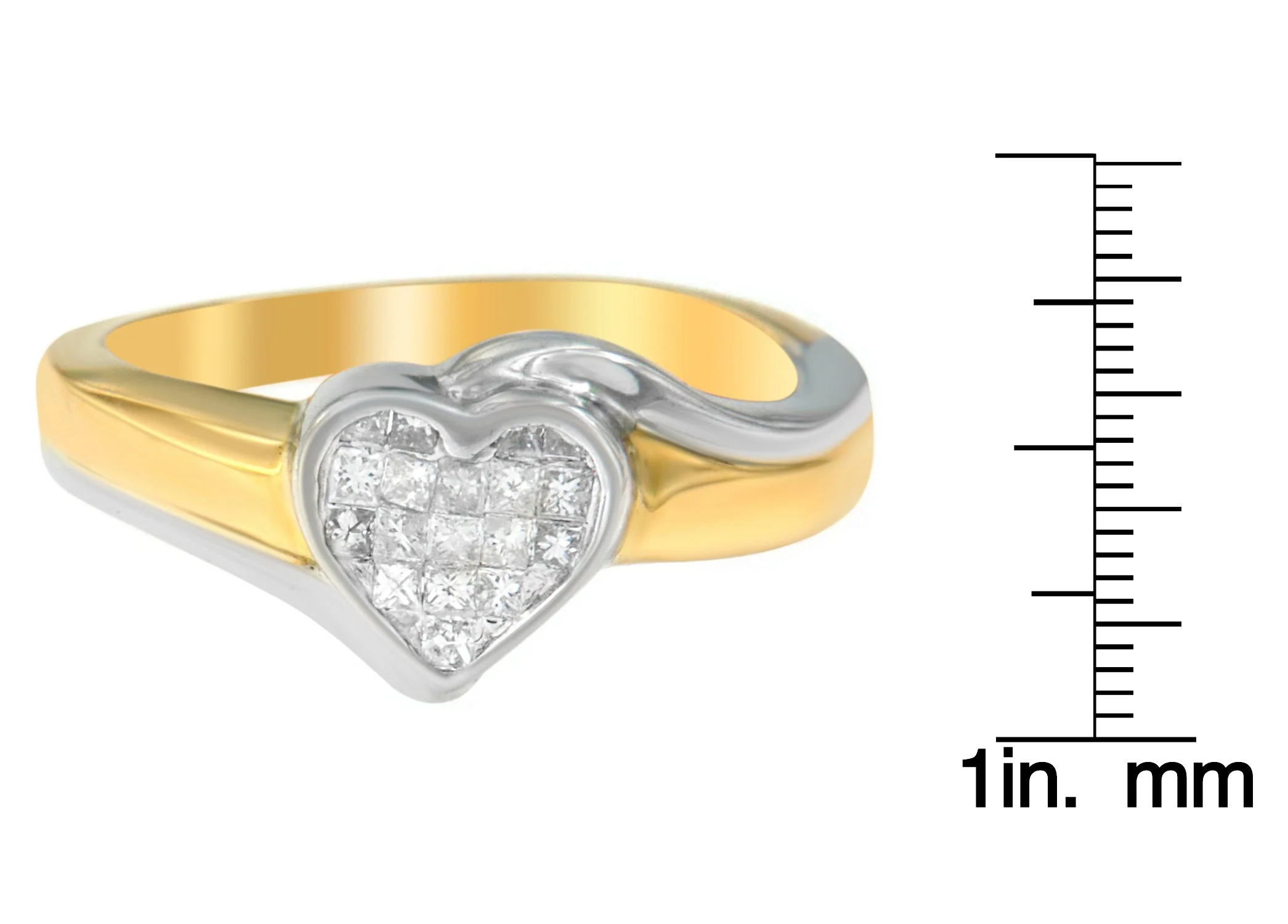 14K Two-Toned Gold Princess-Cut Diamond Heart Promise Ring (1/4 Cttw, H-I Color, I1-I2 Clarity) - Image 7