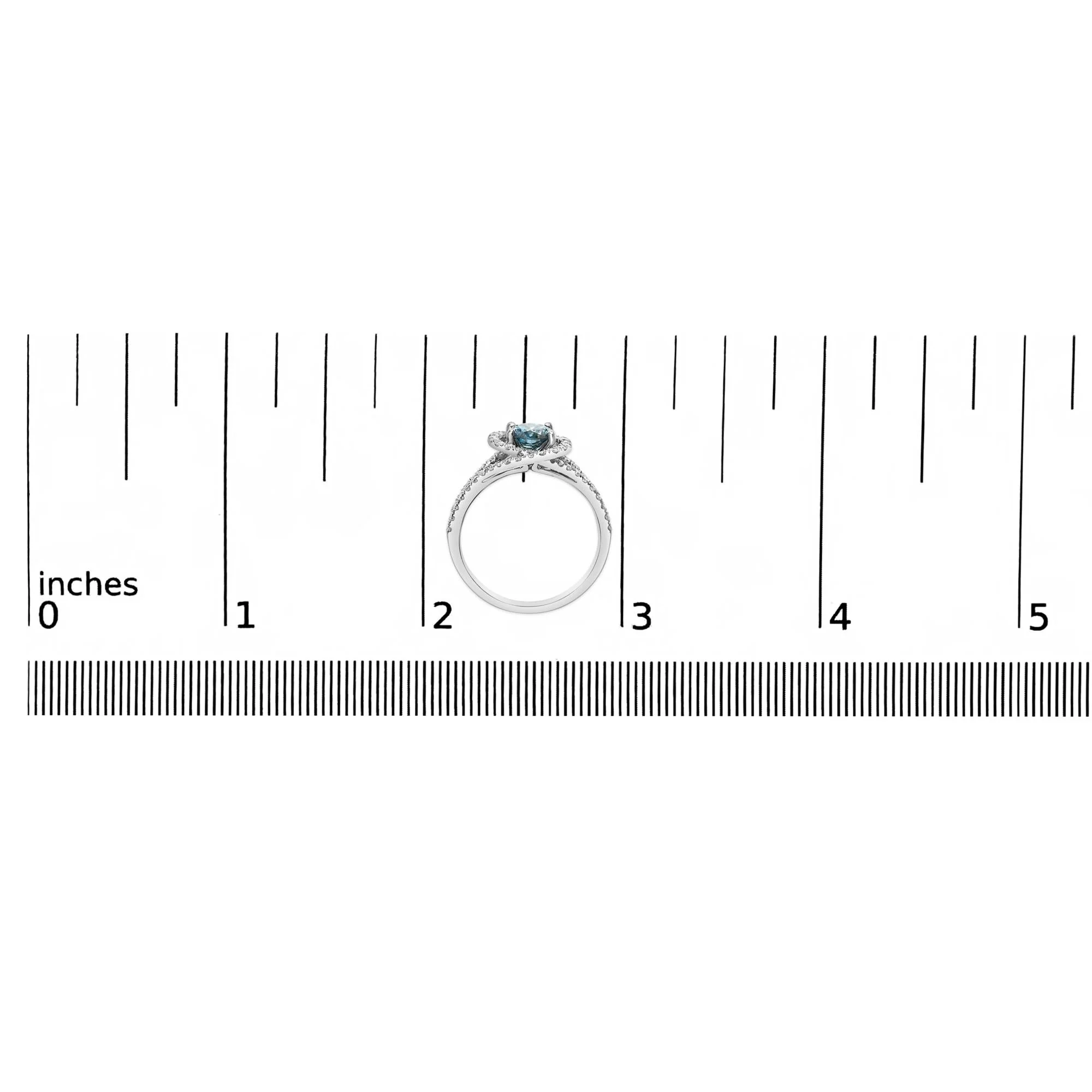 14K White Gold 1-1/3 Cttw White & Blue Diamond Interweaving Double Halo Cocktail Statement Ring (G-H and Fancy Blue Color, SI2-I1 Clarity) - Image 7