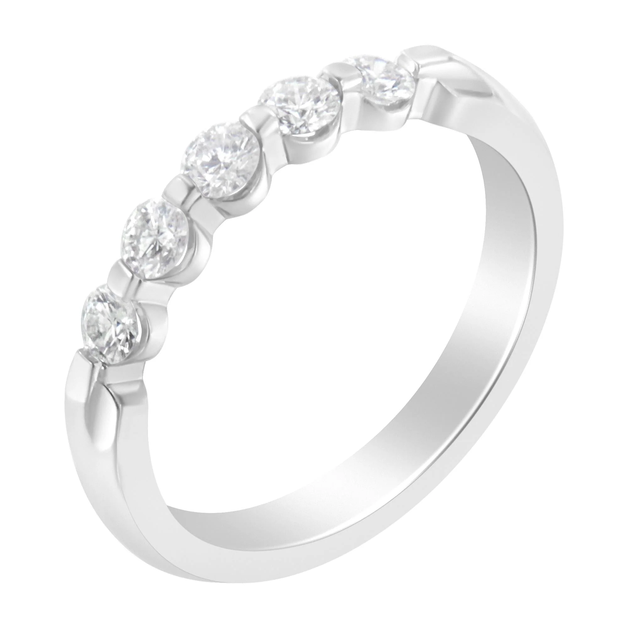 14K White Gold 1/2 cttw Diamond 5-Stone Band Ring (H-I Clarity, SI2-I1 Color) - Image 2