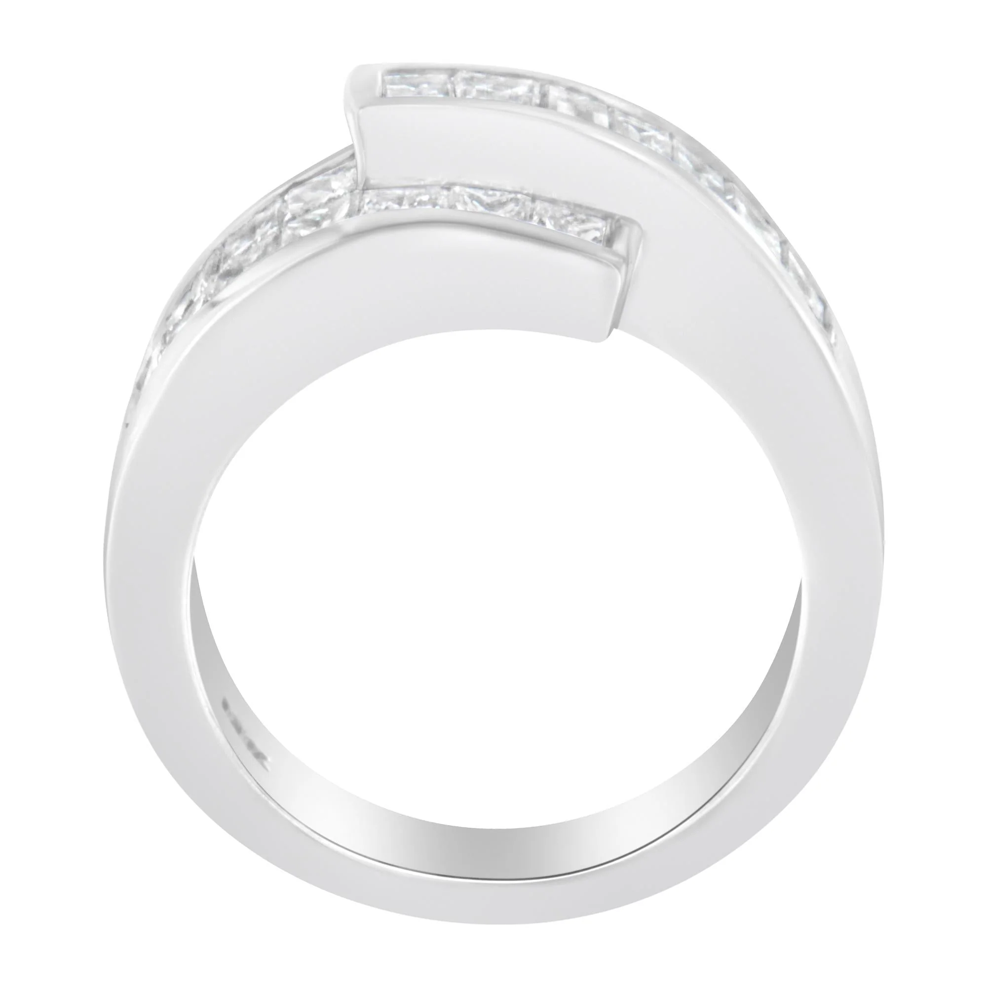 14K White Gold 2.0 Cttw Channel-Set Princess and Baguette-Cut Diamond Bypass Ring Band (G-H Color, SI1-SI2 Clarity) - Image 4