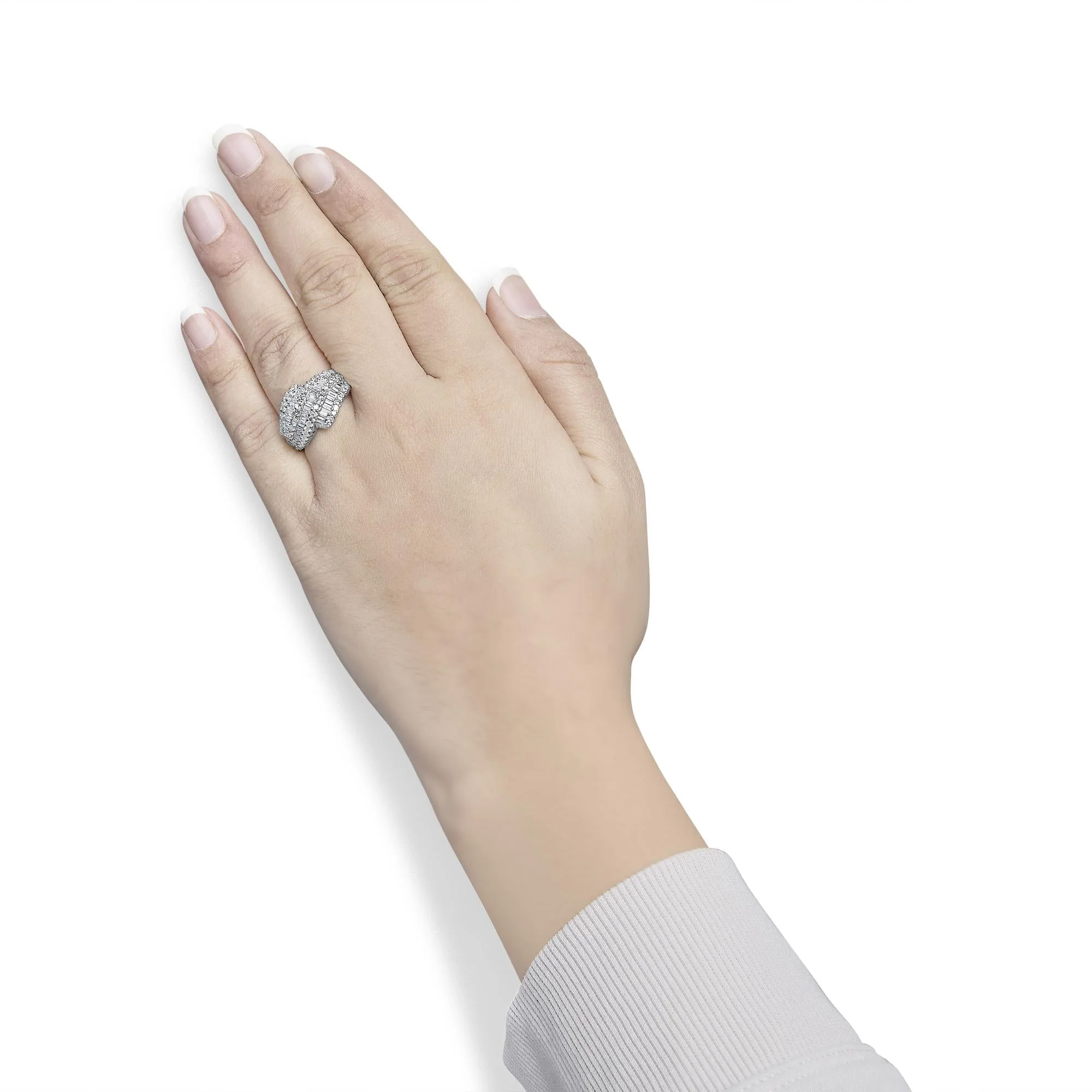 14K White Gold Diamond Cocktail Ring Band (1 3/4 Cttw, H-I Color, SI2-I1 Clarity) - Image 3