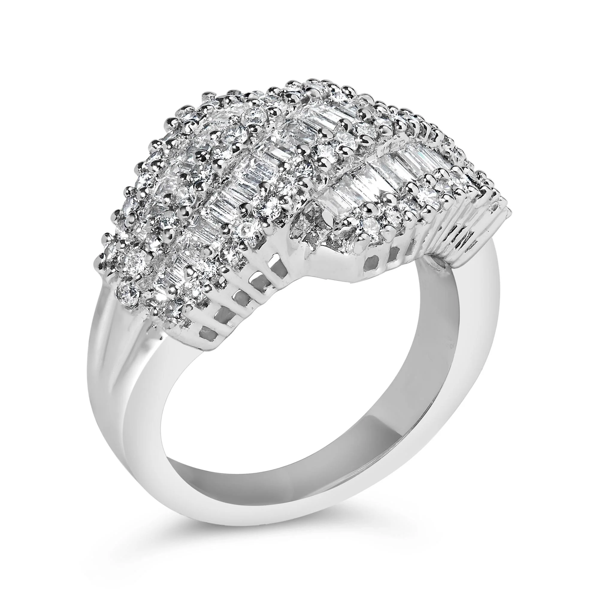 14K White Gold Diamond Cocktail Ring Band (1 3/4 Cttw, H-I Color, SI2-I1 Clarity) - Image 4