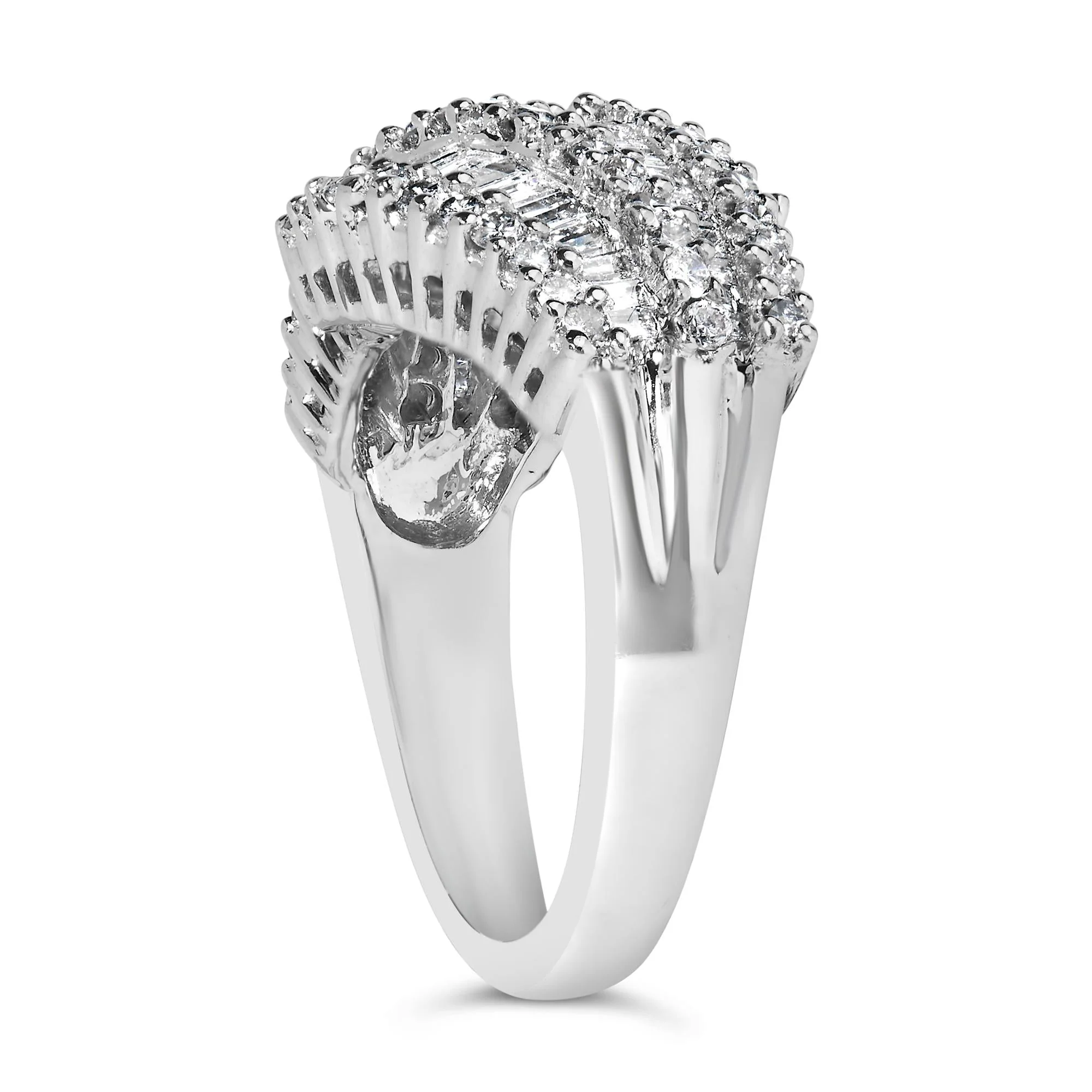 14K White Gold Diamond Cocktail Ring Band (1 3/4 Cttw, H-I Color, SI2-I1 Clarity) - Image 5