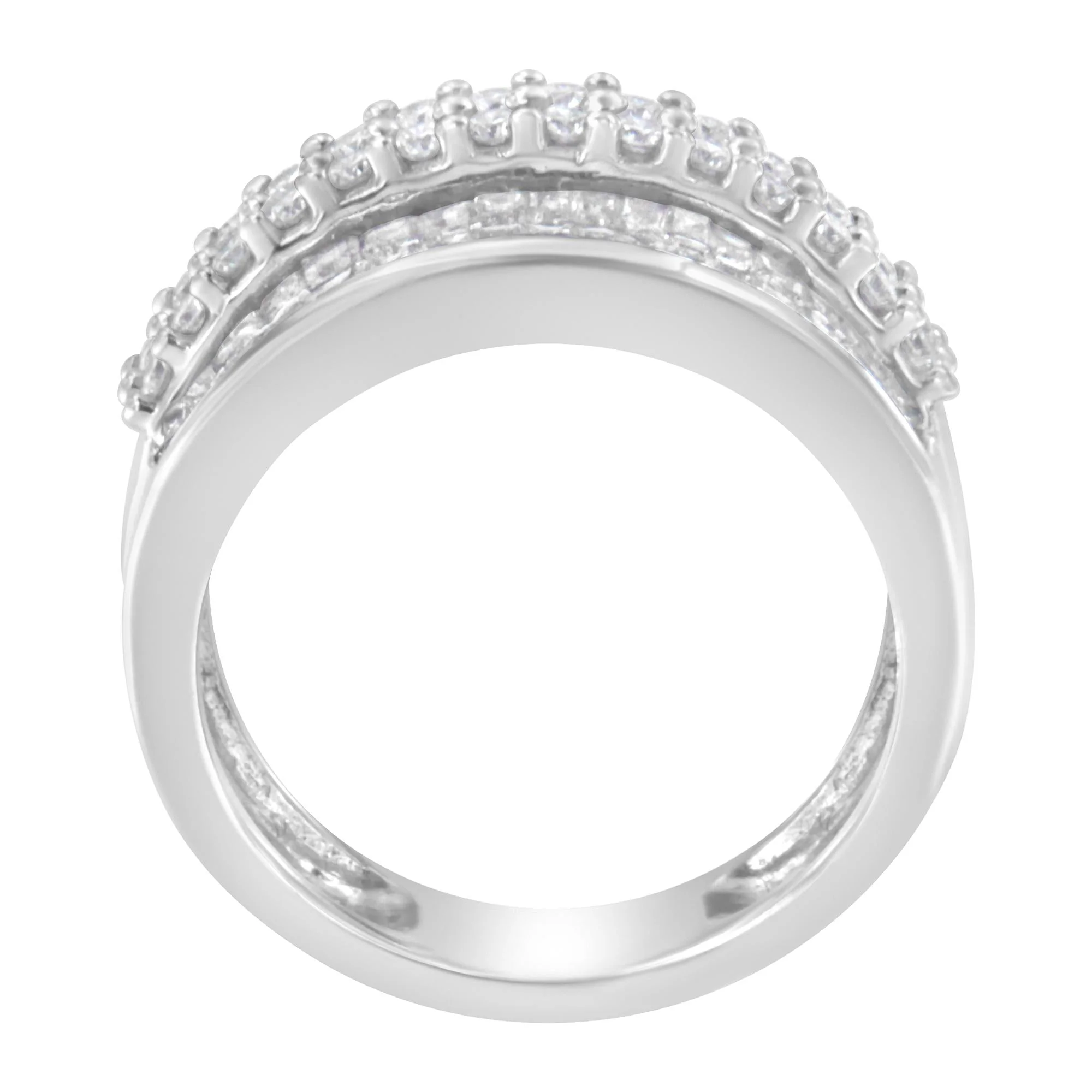 14K White Gold Round and Baguette Diamond Ring (1 1/2 Cttw, F-G Color, SI1-SI2 Clarity) - Image 4