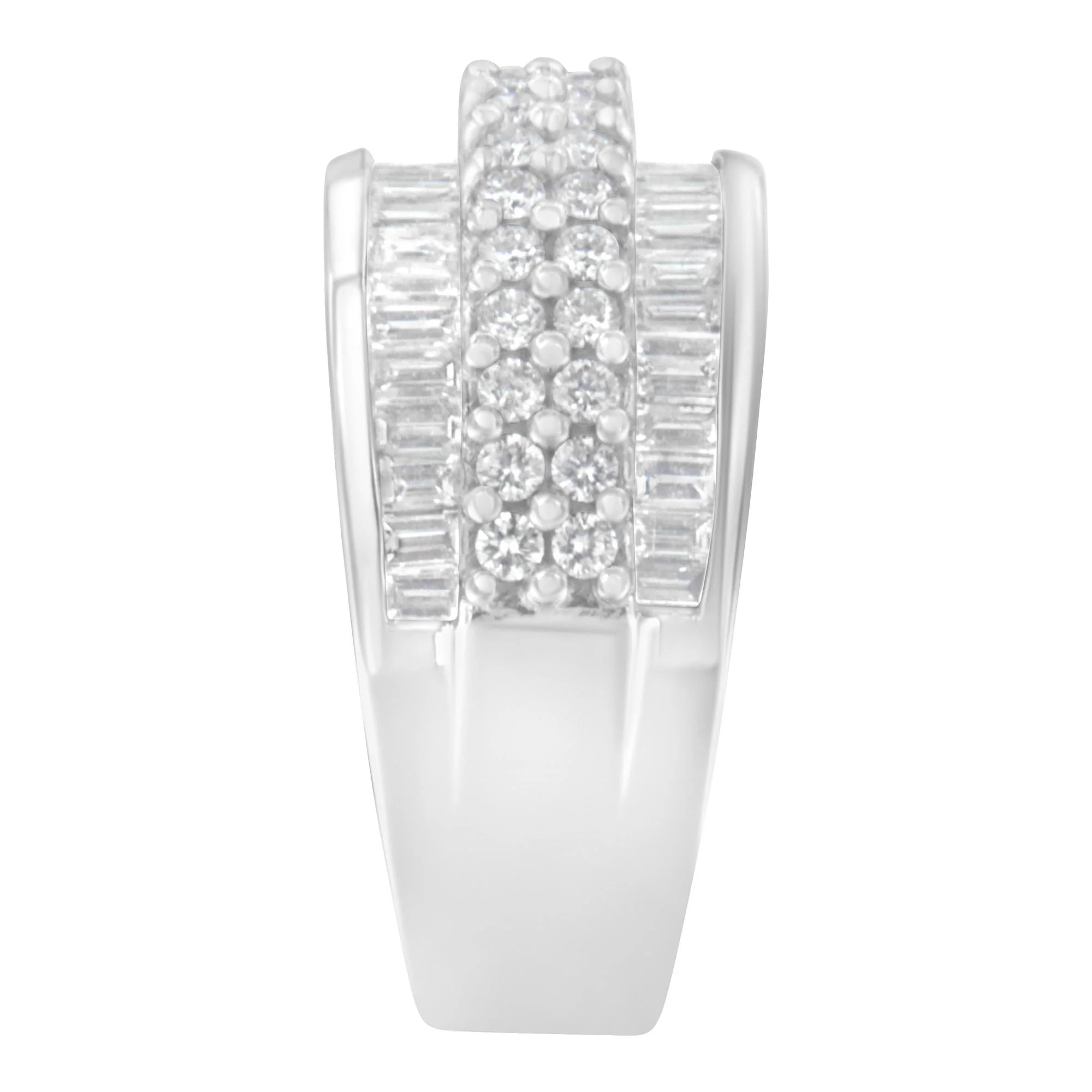 14K White Gold Round and Baguette Diamond Ring (1 1/2 Cttw, F-G Color, SI1-SI2 Clarity) - Image 6
