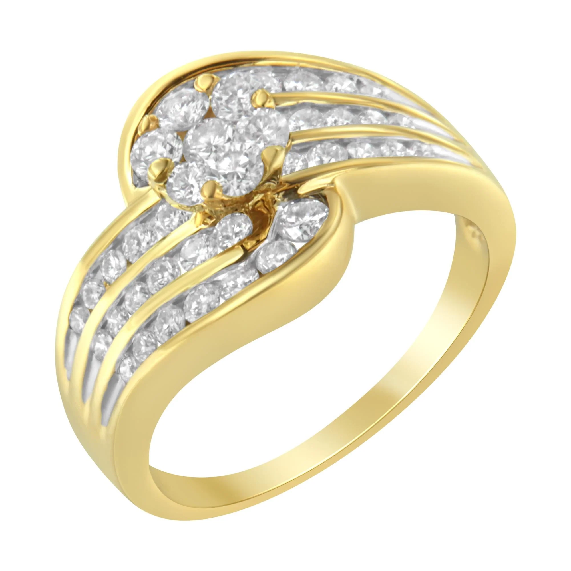 14K Yellow Gold Diamond Cocktail Bypass Ring (1 1/2 Cttw, H-I Color, SI2-I1 Clarity) - Image 2