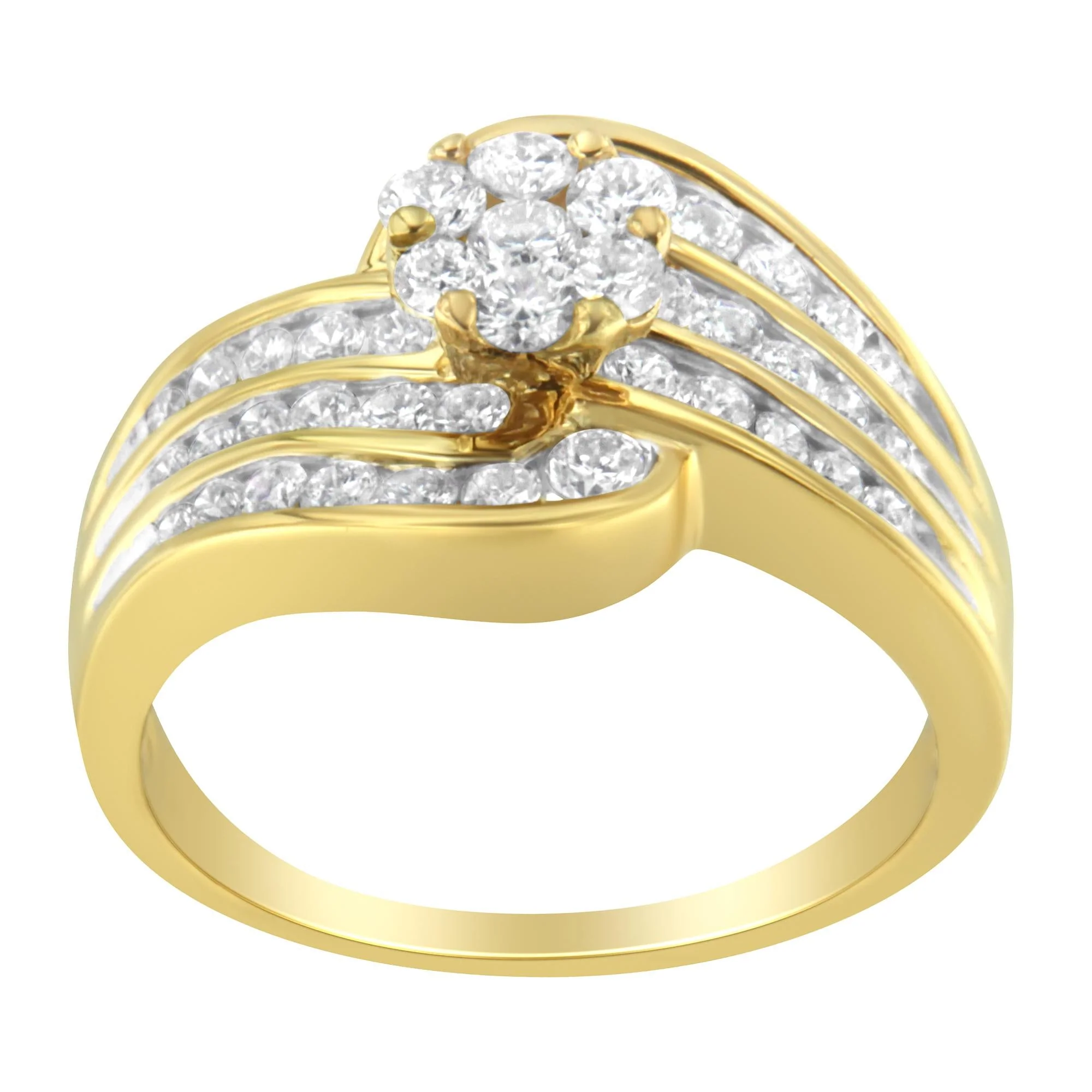 14K Yellow Gold Diamond Cocktail Bypass Ring (1 1/2 Cttw, H-I Color, SI2-I1 Clarity) - Image 4