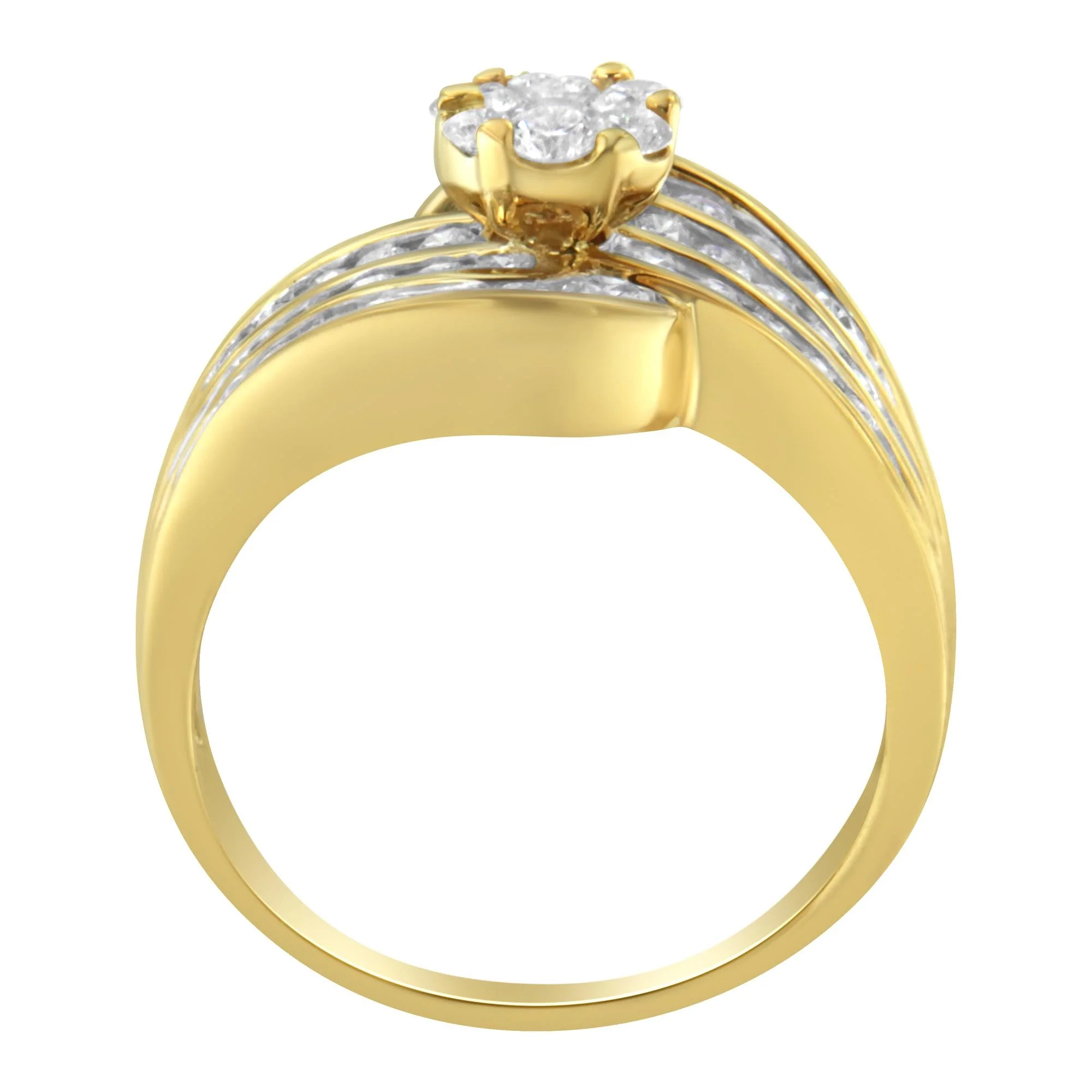 14K Yellow Gold Diamond Cocktail Bypass Ring (1 1/2 Cttw, H-I Color, SI2-I1 Clarity) - Image 5