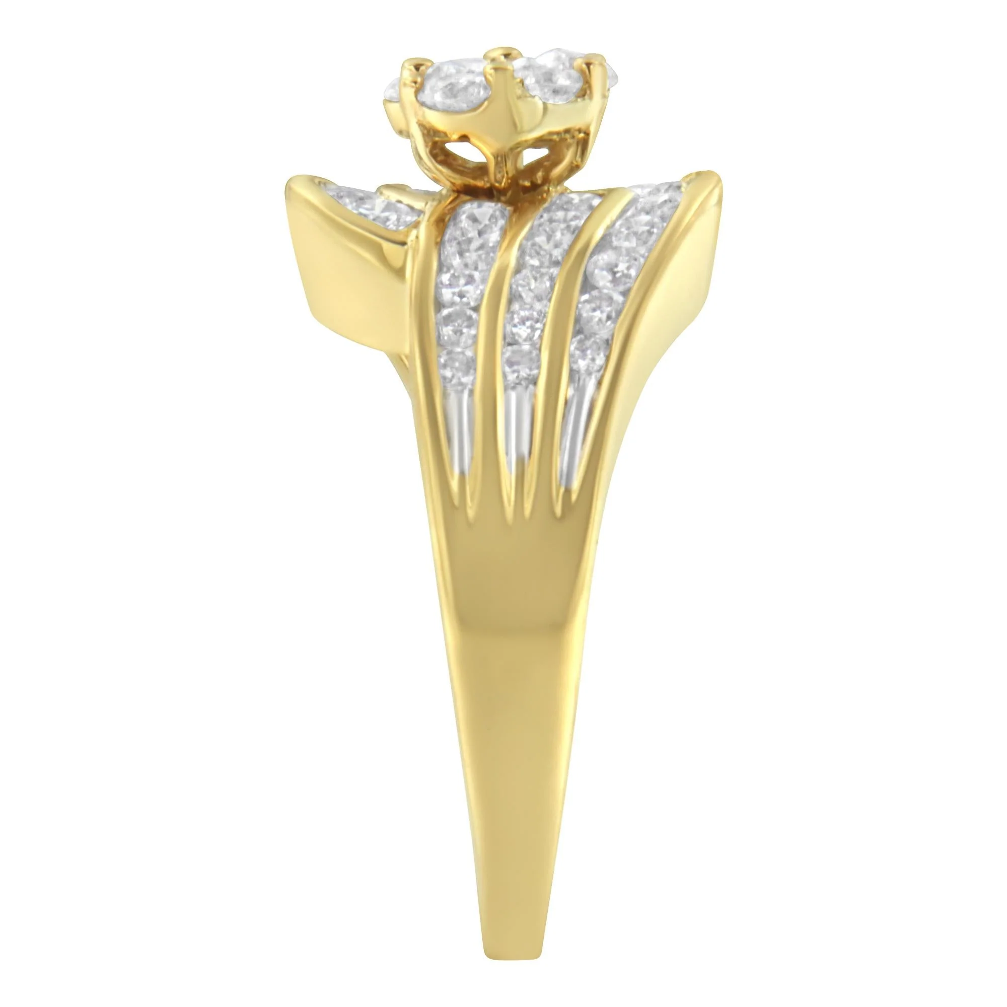 14K Yellow Gold Diamond Cocktail Bypass Ring (1 1/2 Cttw, H-I Color, SI2-I1 Clarity) - Image 6