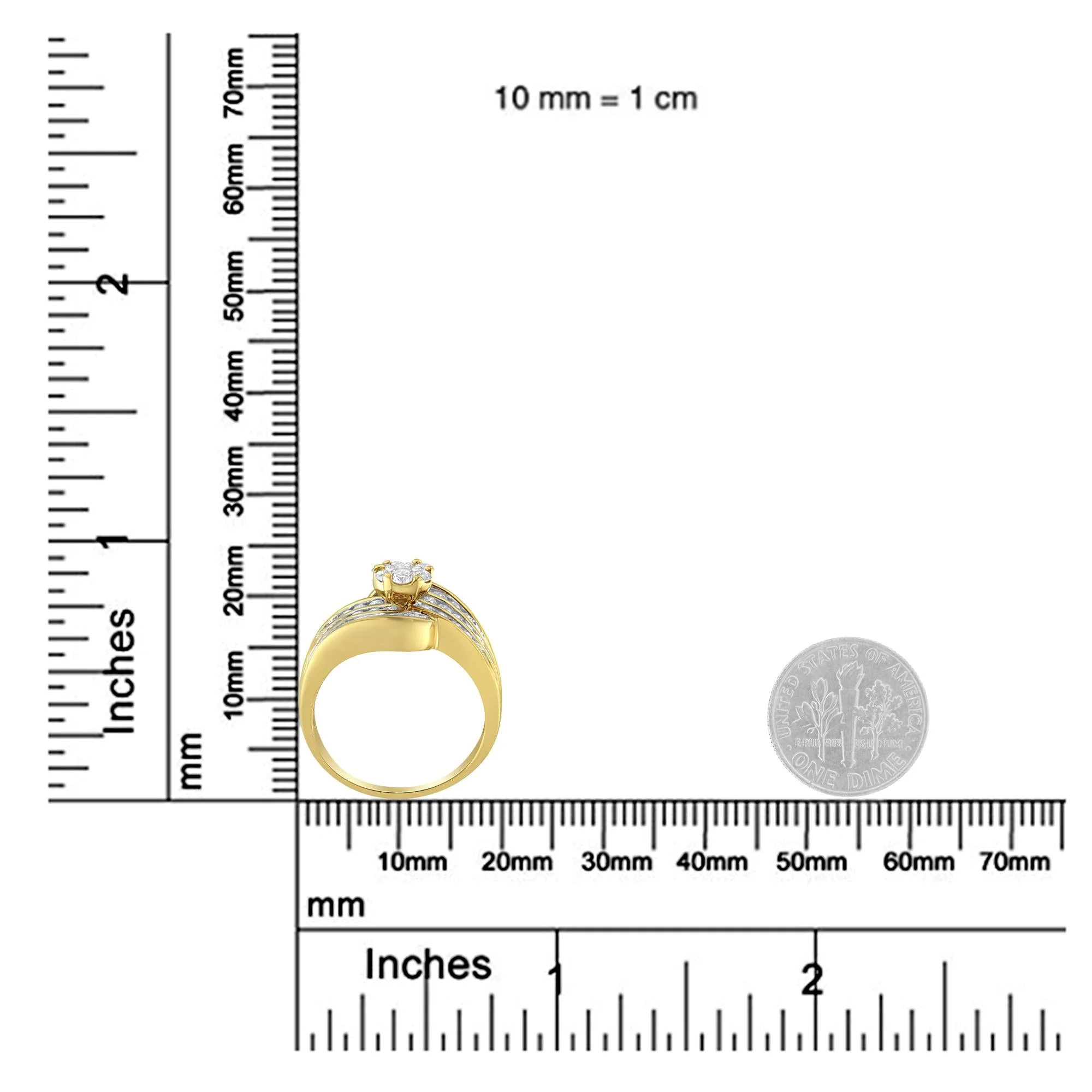 14K Yellow Gold Diamond Cocktail Bypass Ring (1 1/2 Cttw, H-I Color, SI2-I1 Clarity) - Image 7