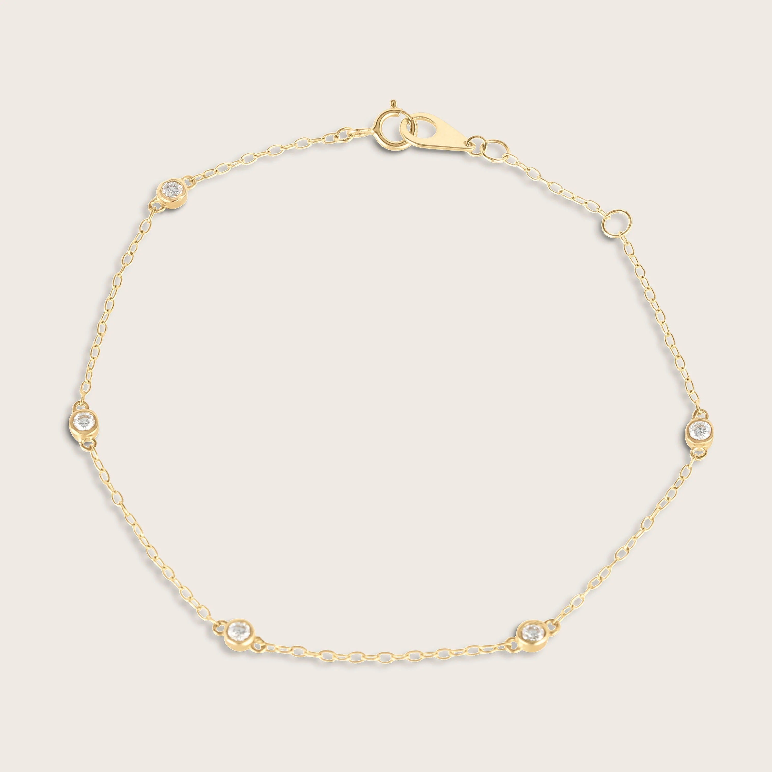 14k Yellow Gold Lab Grown Diamond Station Bracelet - Image 4
