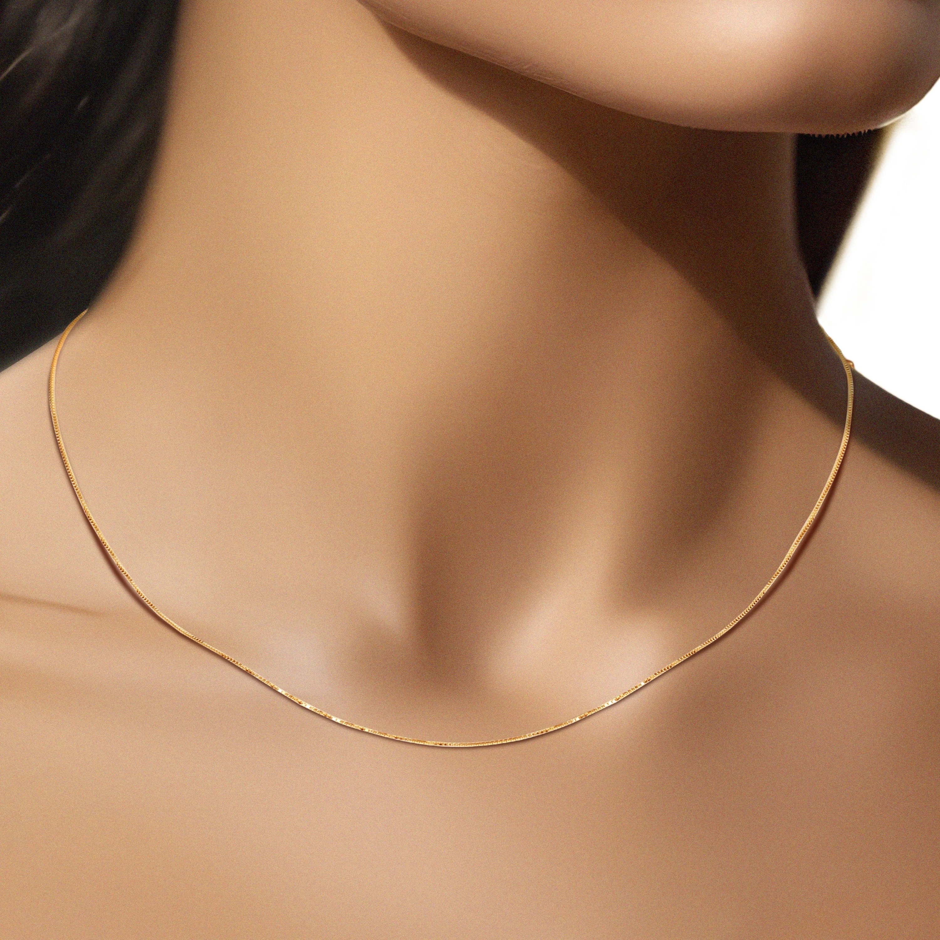 14k Yellow Gold Petite Box Chain Necklace - Image 2