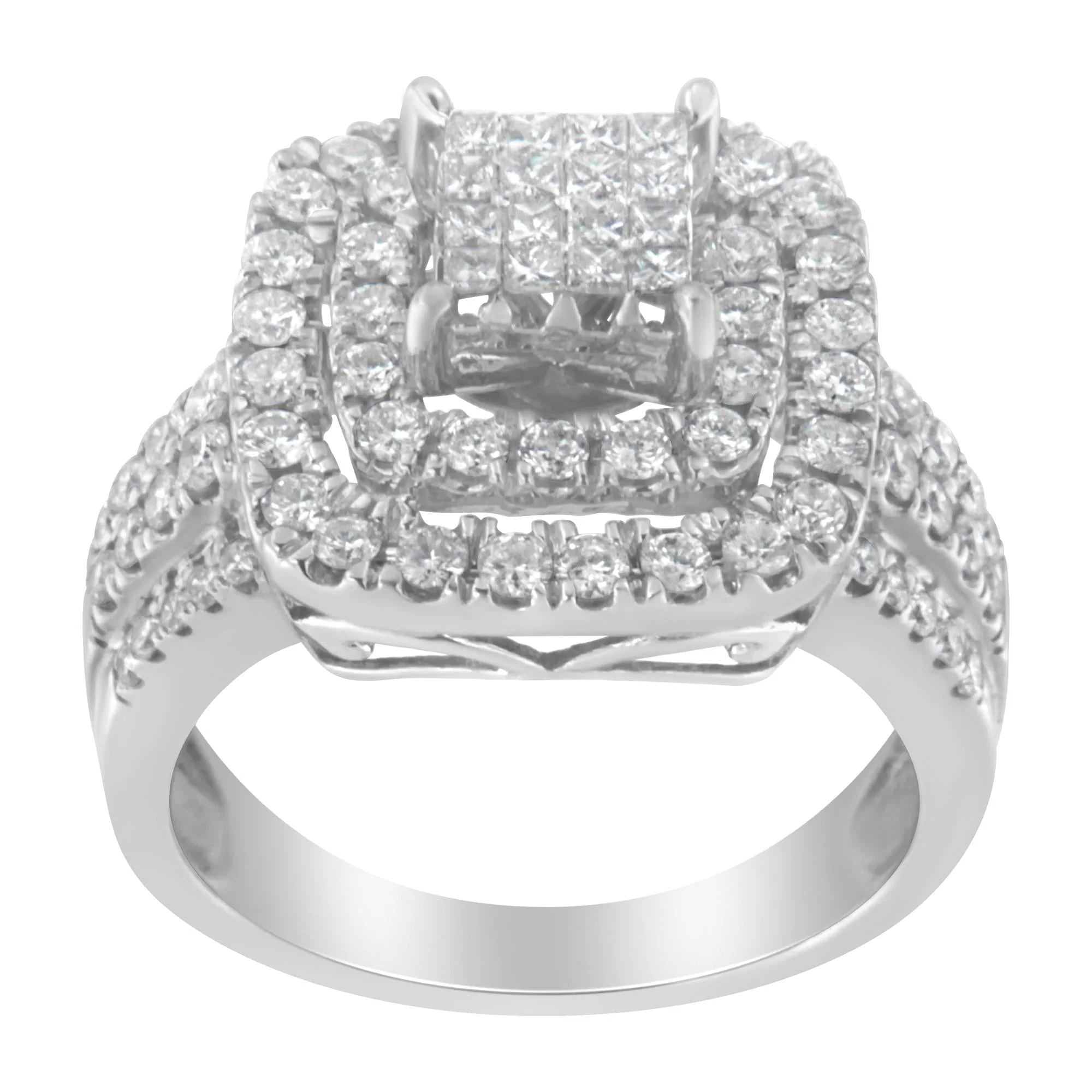 14KT White Gold Diamond Cocktail Ring (1 1/2 cttw, H-I Color, SI2-I1 Clarity) - Image 4