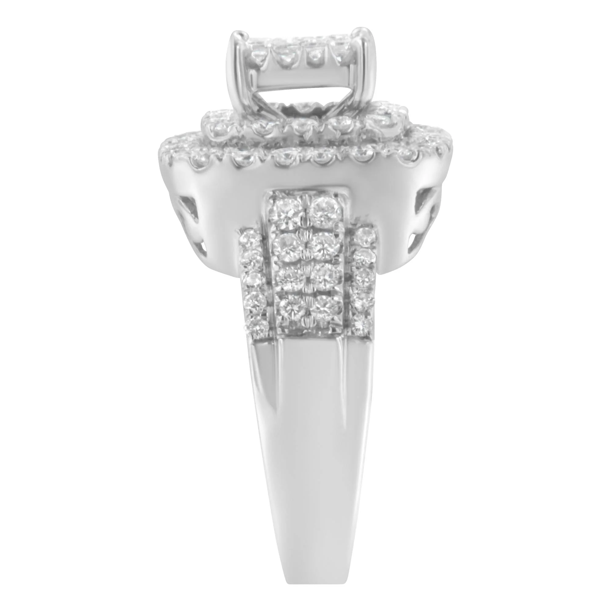 14KT White Gold Diamond Cocktail Ring (1 1/2 cttw, H-I Color, SI2-I1 Clarity) - Image 6