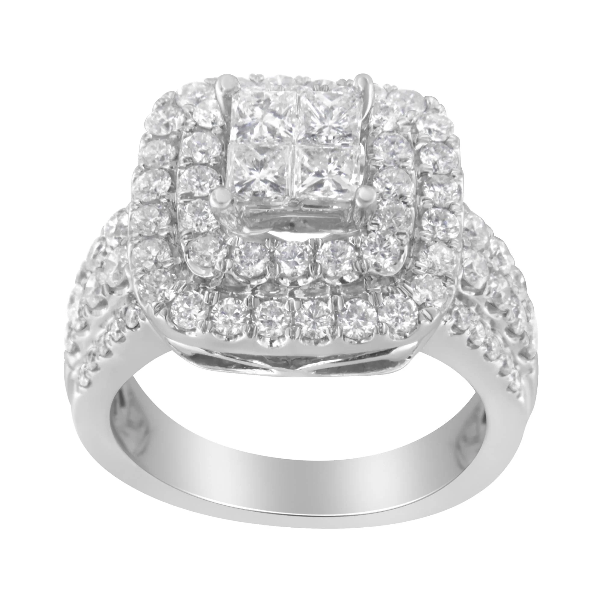14KT White Gold Round and Princess Diamond Ring (2 1/4 cttw, H-I Color, SI1-SI2 Clarity) - Image 4