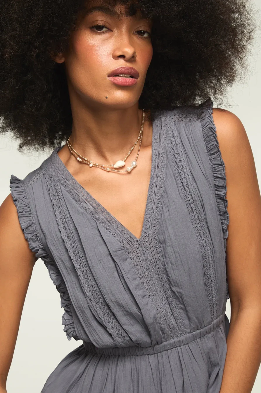 Lucky Brand Women's Lace Trim Tiered Midi Dress - Grisaille - Image 4