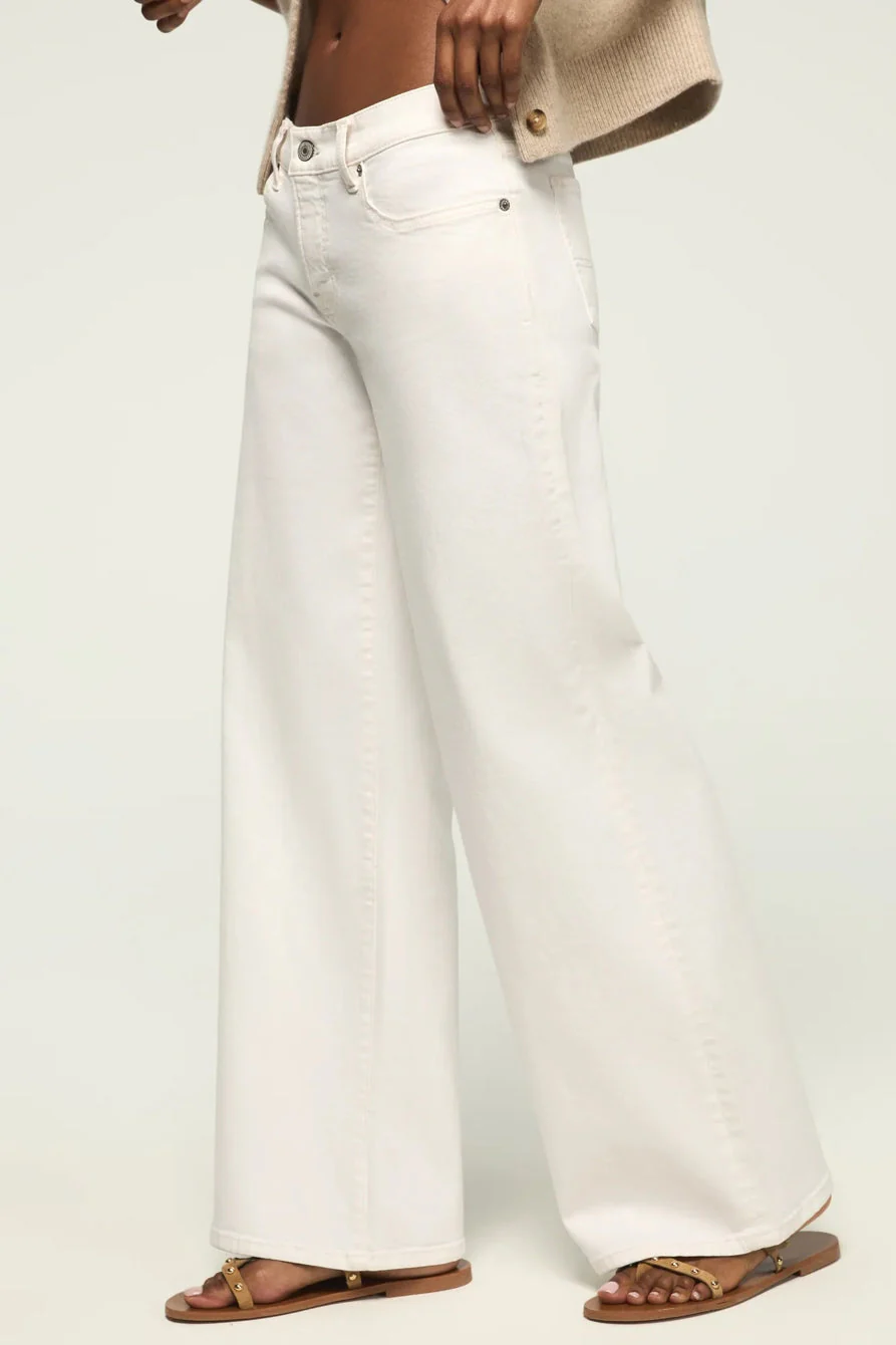 Lucky Brand Women's Mid Rise Sweet Wide Leg - White Lies Wash