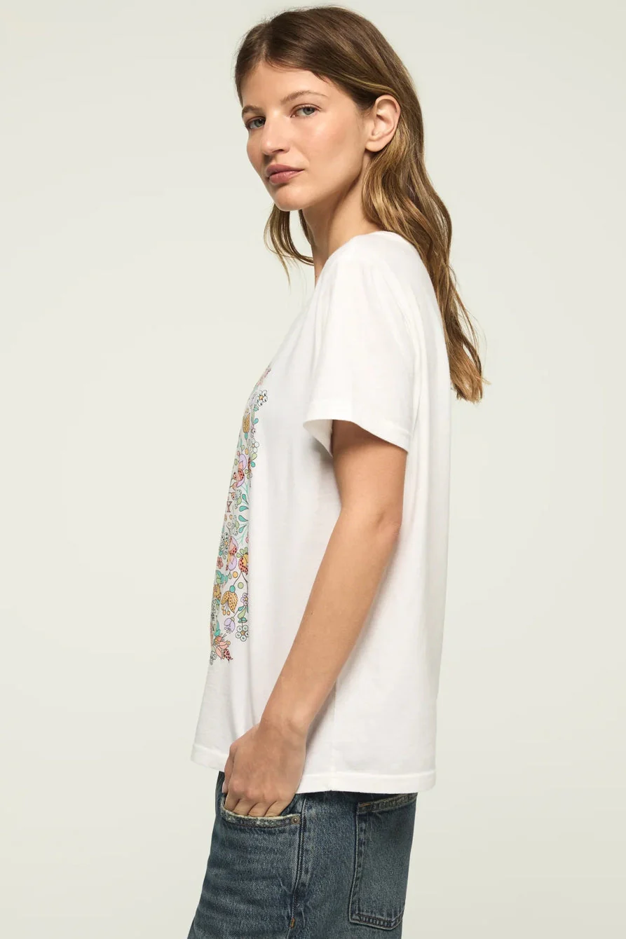 Lucky Brand Women's Floral Poster Embellished Classic Crew - Image 4
